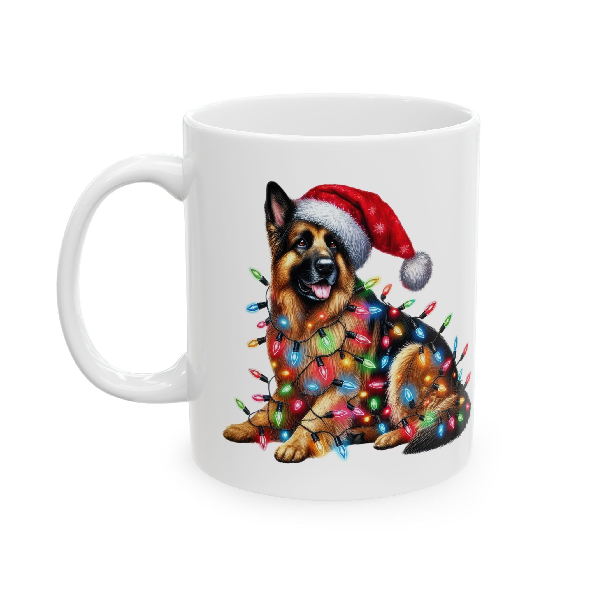 Funny German Shepherd Christmas Lights Mug