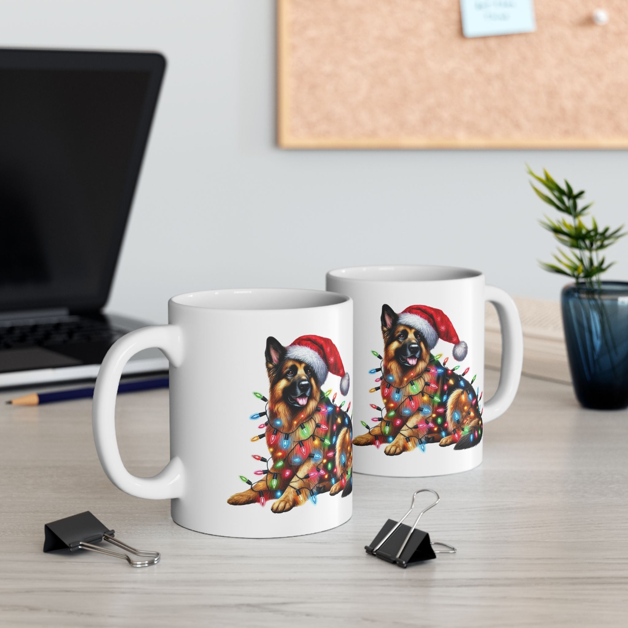 Funny German Shepherd Christmas Lights Mug