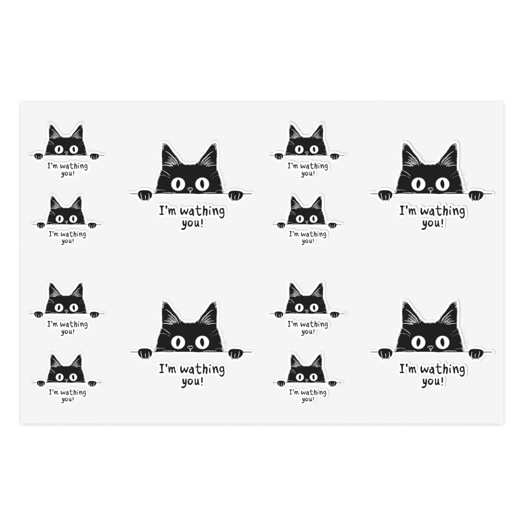 Peeking Black Cat Sticker Sheets