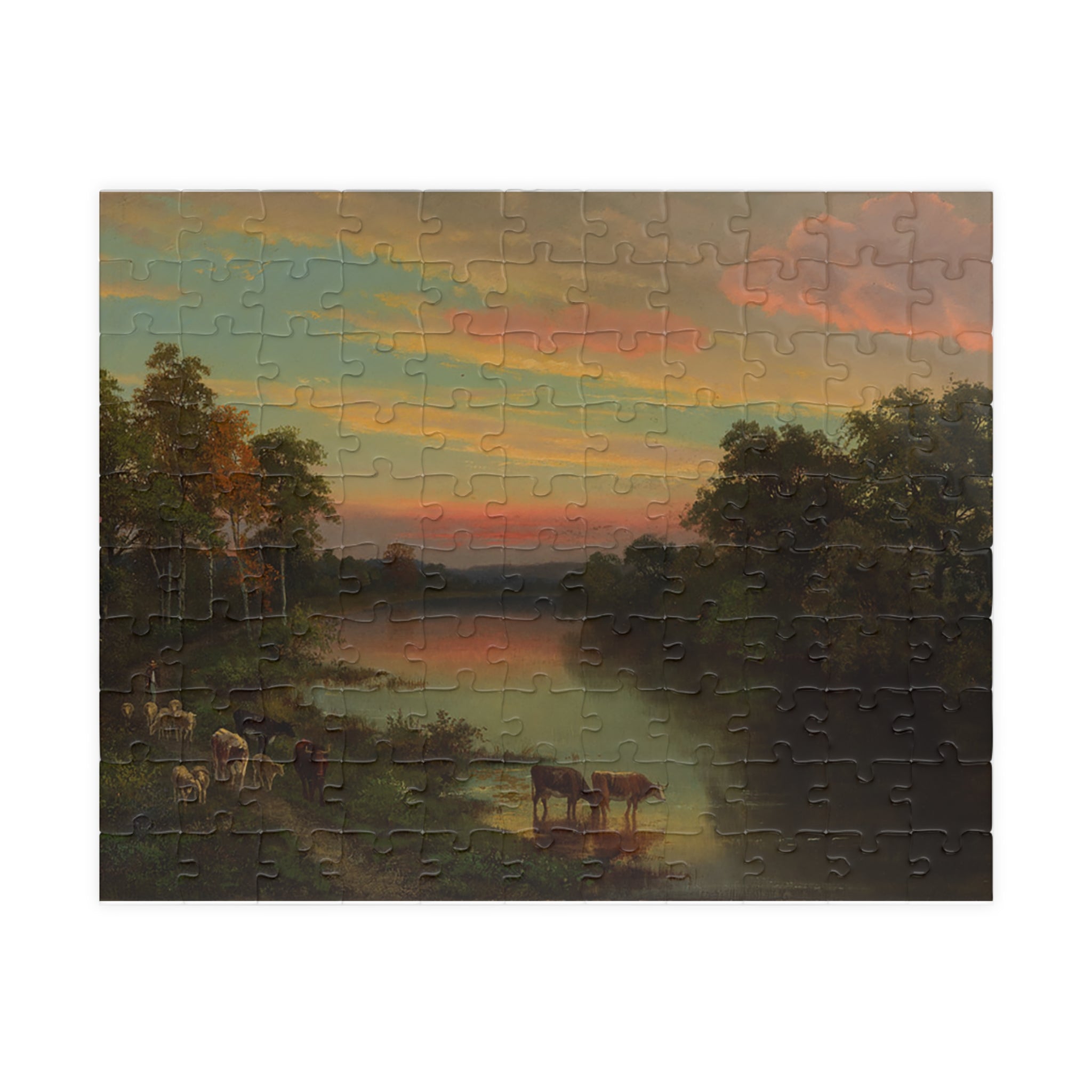 Jigsaw Puzzle - Sunset with Cows by John Frederick Kensett