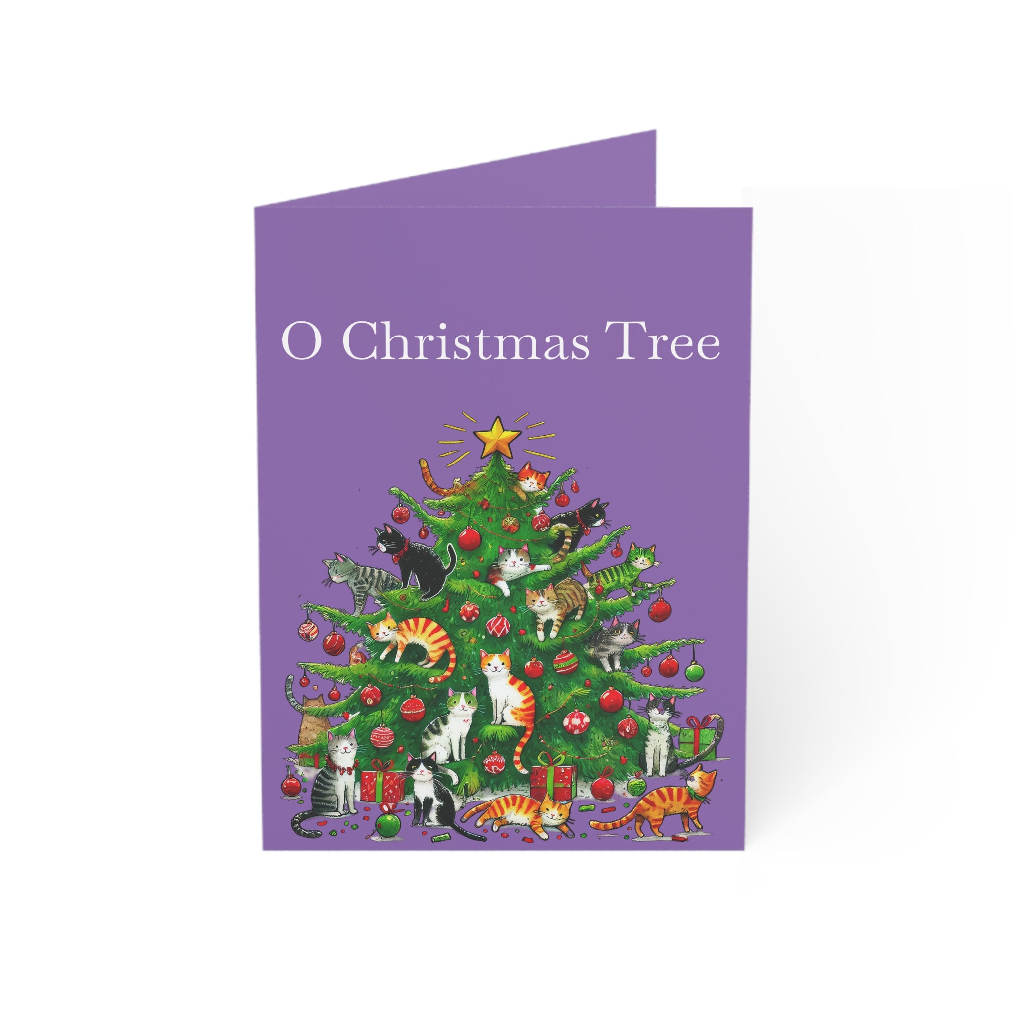 Greeting Card - Funny Cats in a Christmas Tree Design