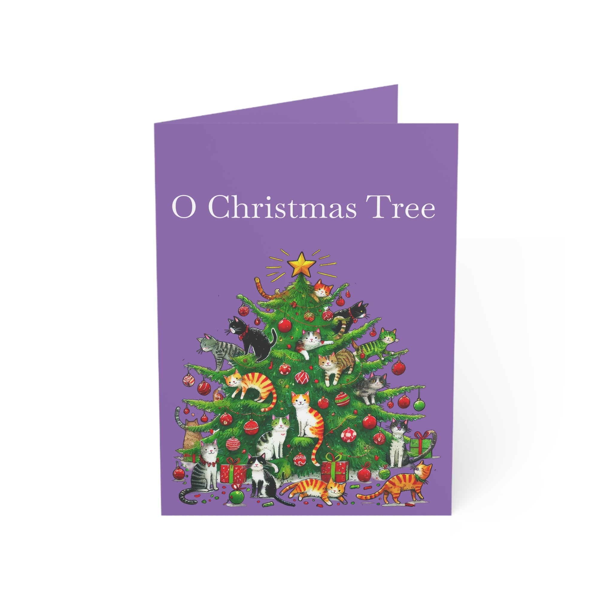 Greeting Card - Funny Cats in a Christmas Tree Design