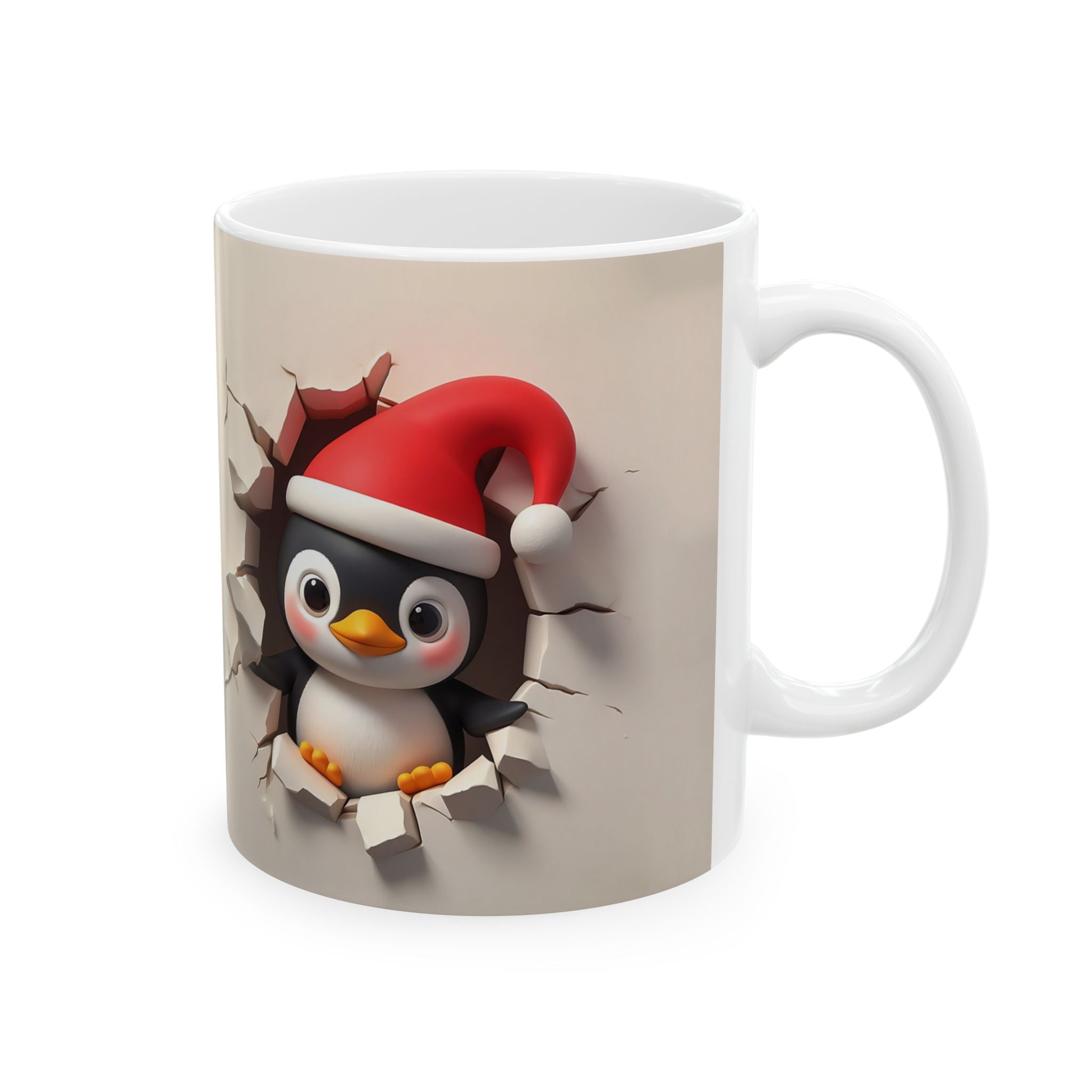 Funny Christmas Penguin Mug 3-D