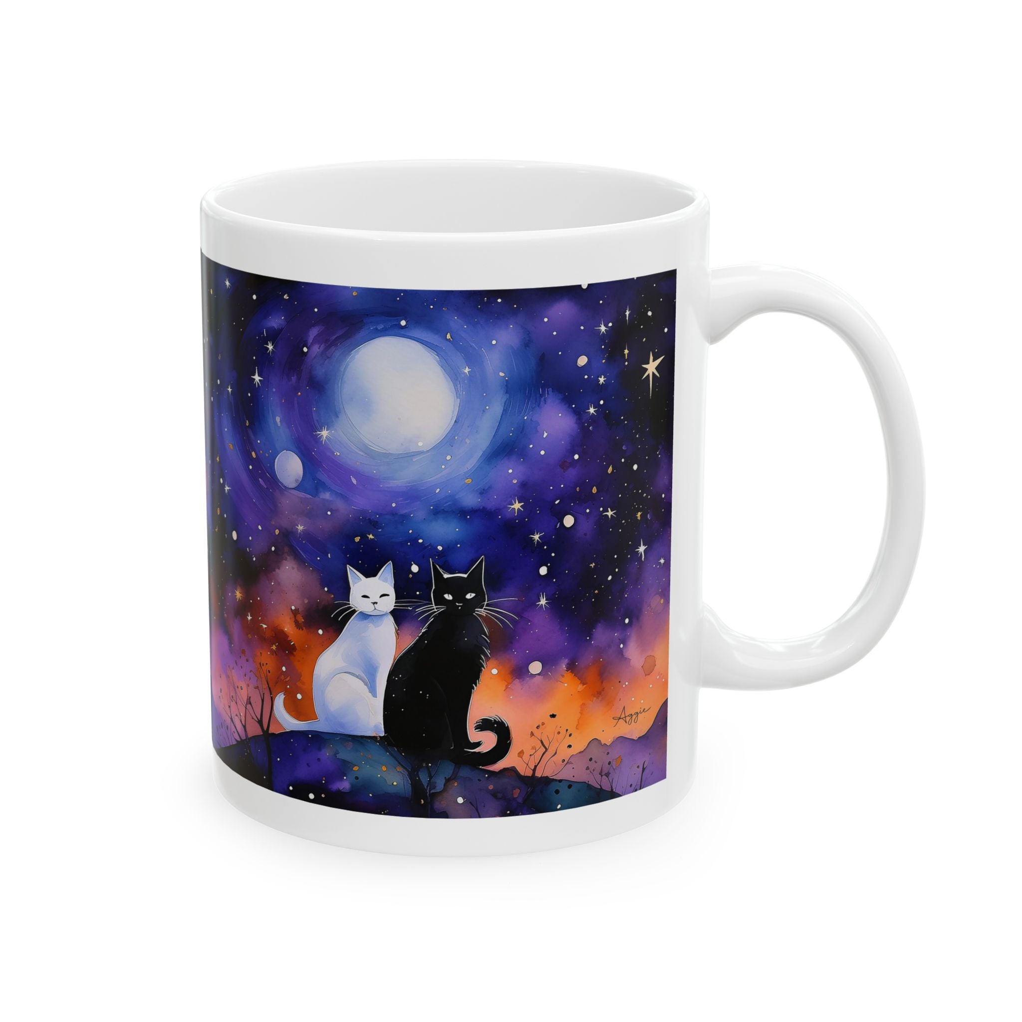 Coffee Mug - Cats Under A Starry Night Sky 11oz 15oz
