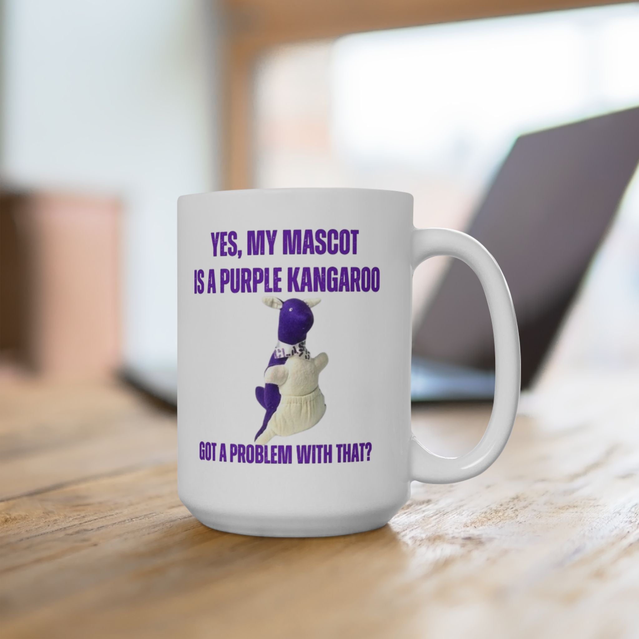 Custom Purple Kangaroo Mascot Ceramic Mug – Add Your Class Year!