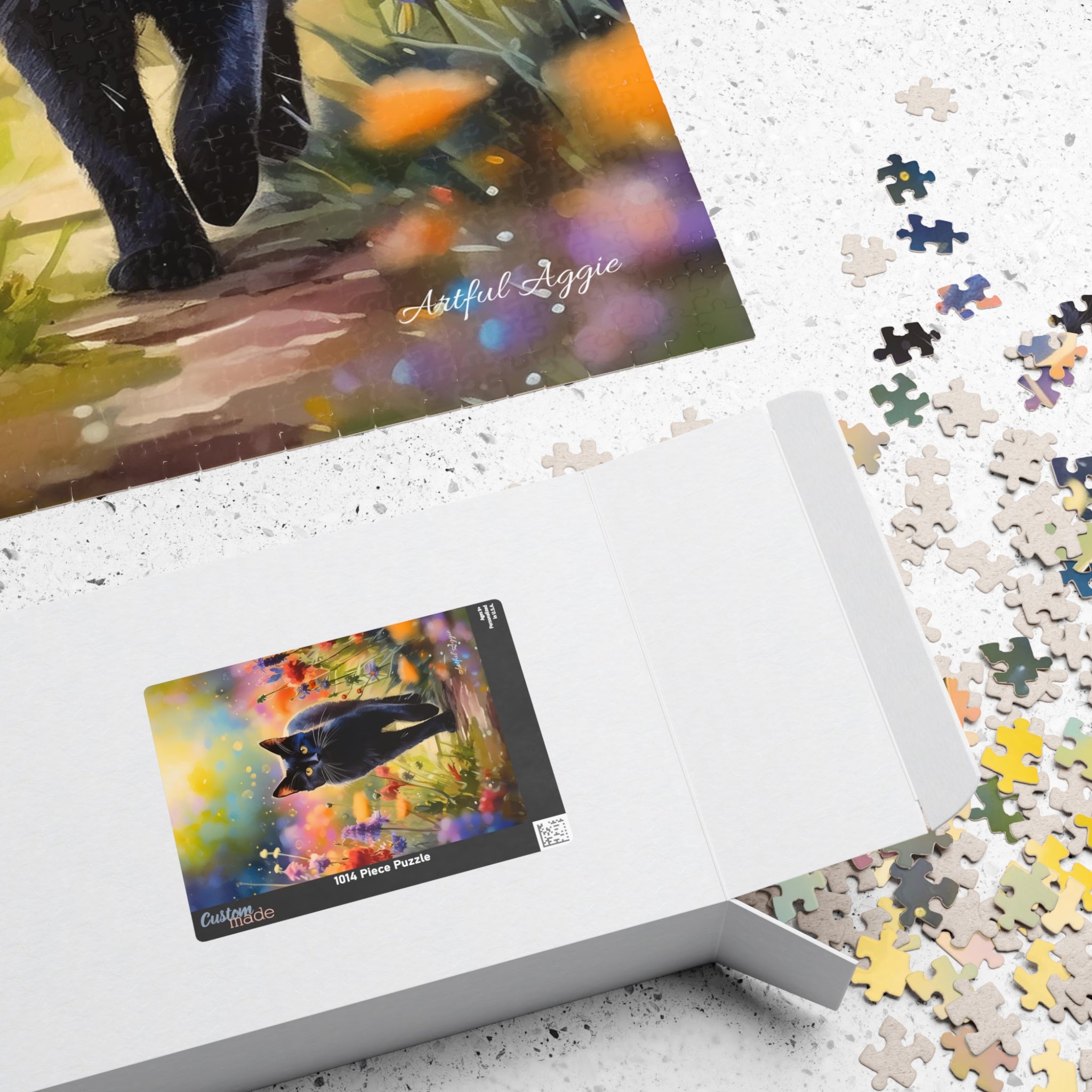 Jigsaw Puzzle - Black Cat Garden Scene