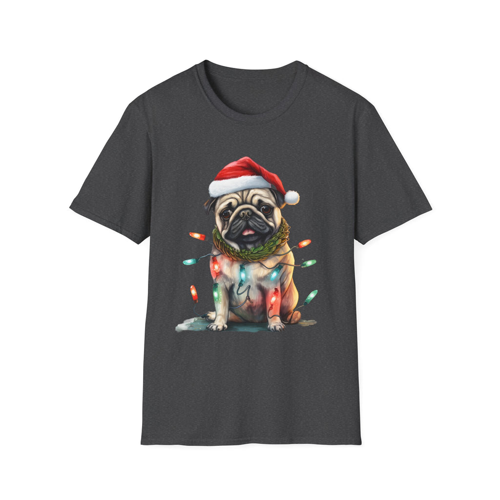 Christmas Pug wearing lights T-Shirt