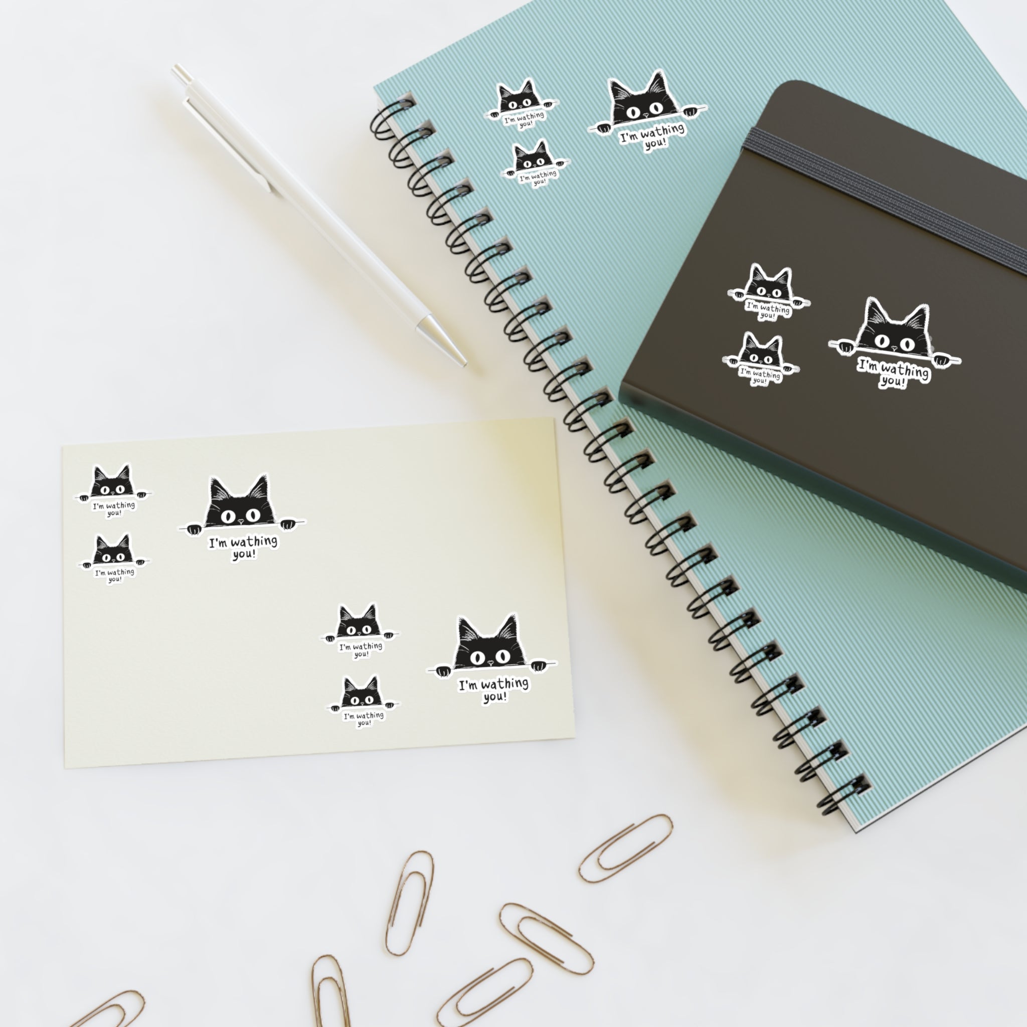 Peeking Black Cat Sticker Sheets