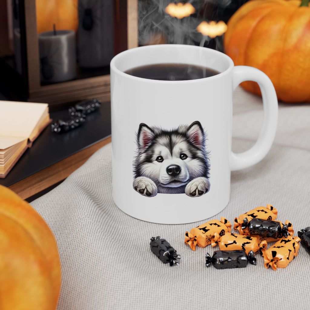 Peeking Dog Husky Mug