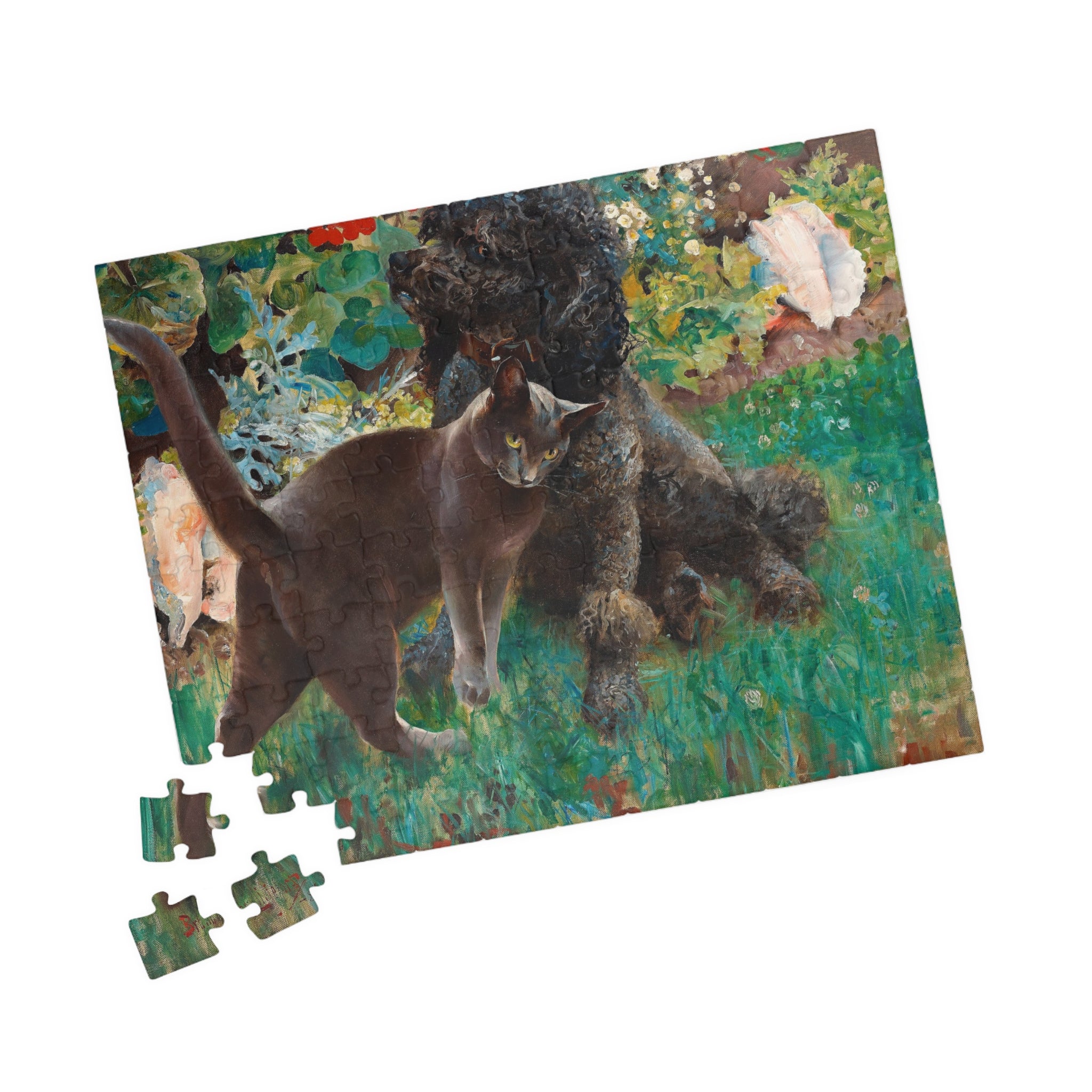 Jigsaw Puzzle - Cat and Dog in Garden