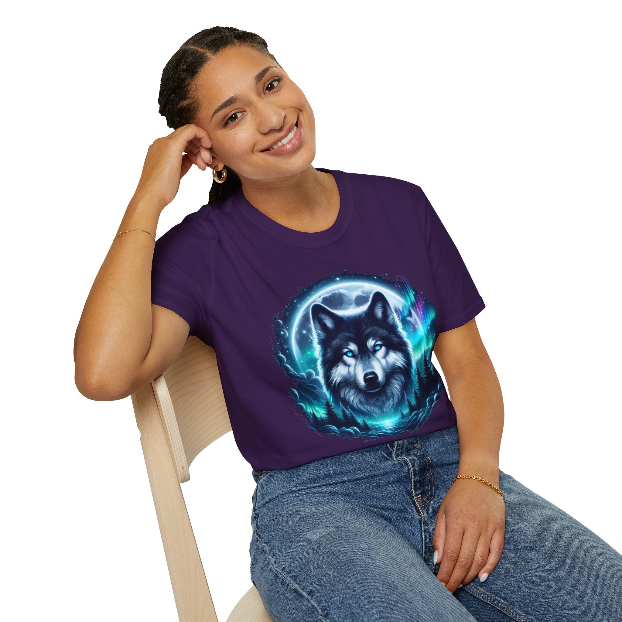 Wolf Face Full Moon Unisex T-Shirt
