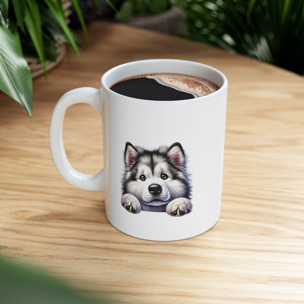 Peeking Dog Husky Mug