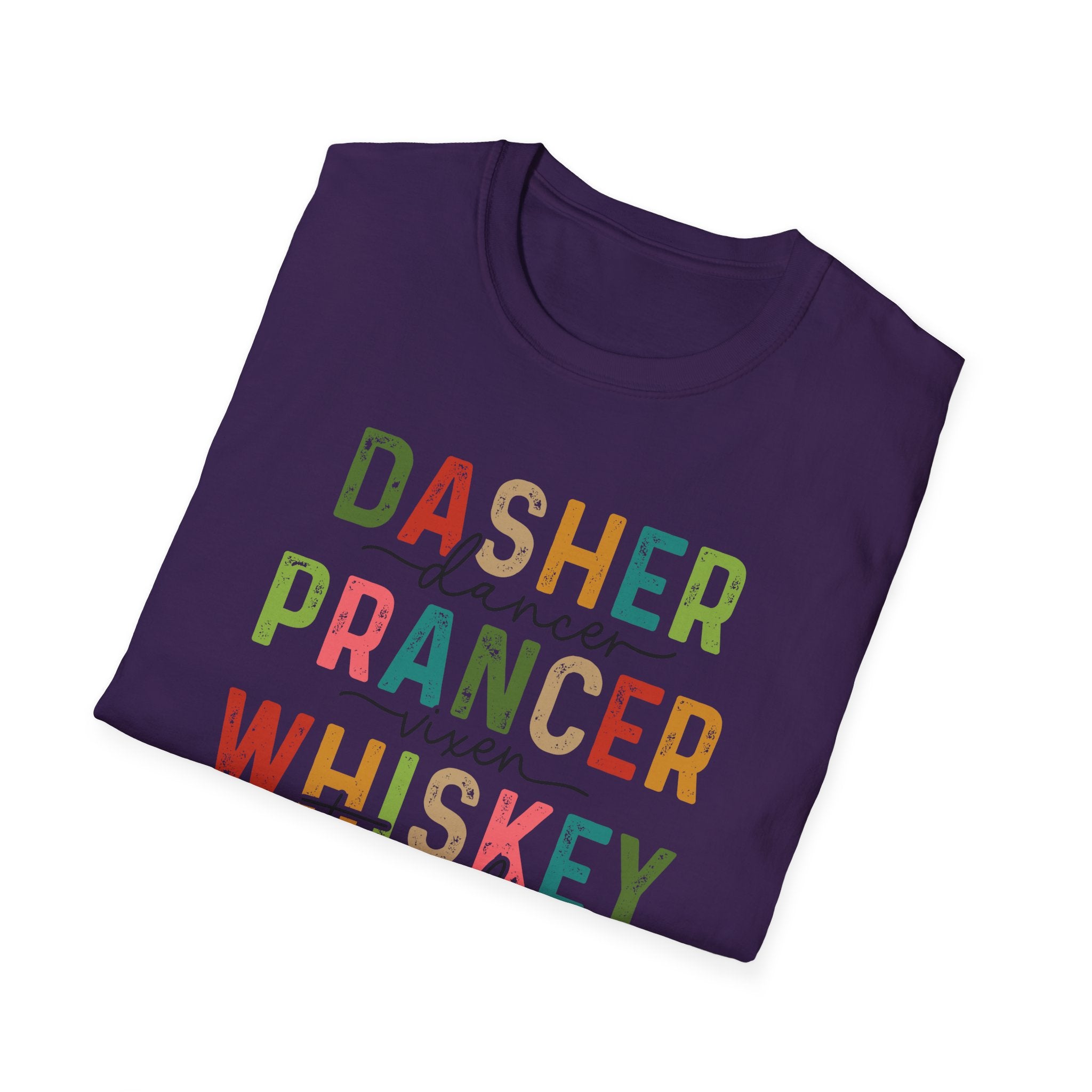 Holiday Reindeer Alcohol Unisex T-Shirt - Dasher Dancer Prancer Vixen Whiskey Tequila Vodka Blitzen