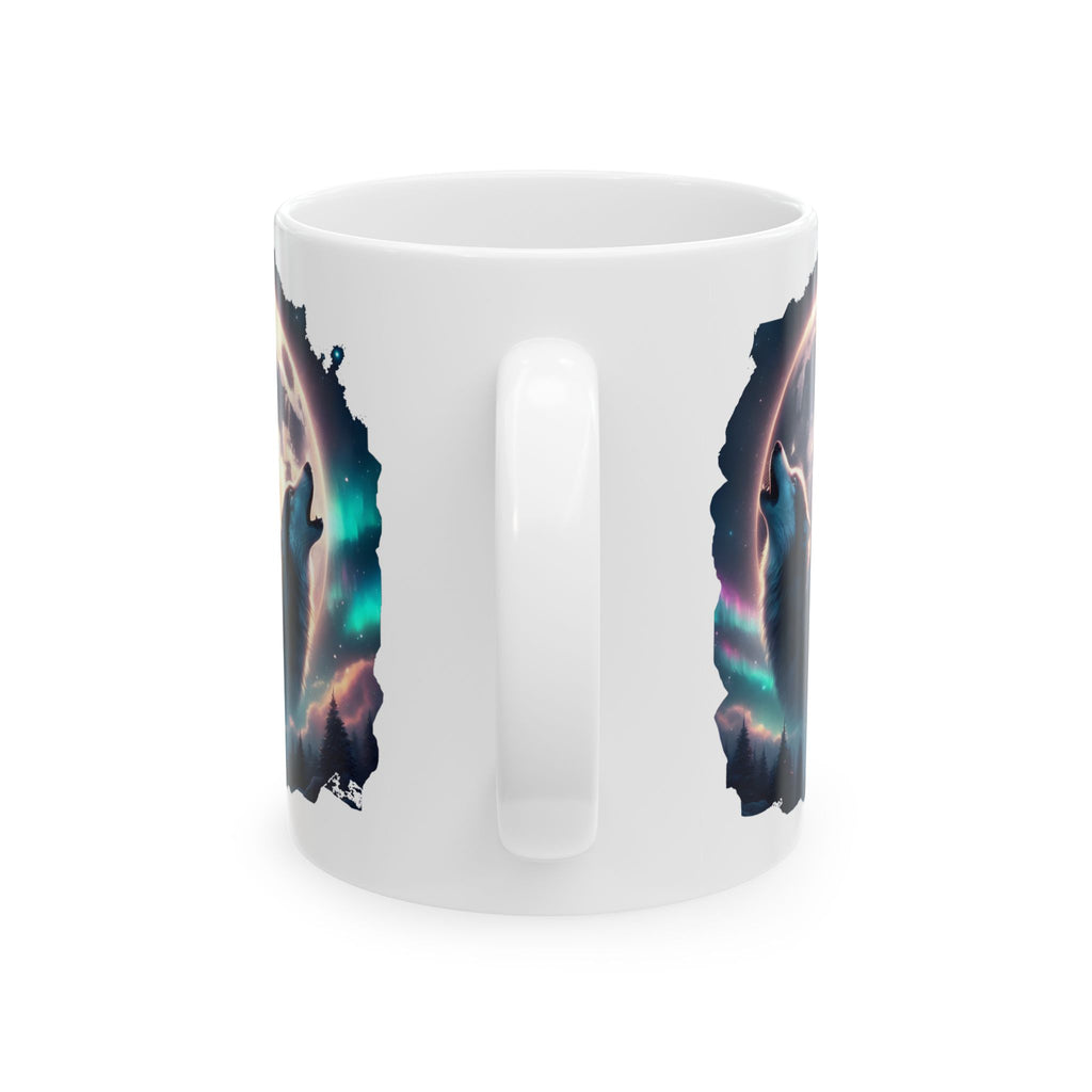 Wolf Howling, Mountains, Moonlight Ceramic Mug (11oz, 15oz)