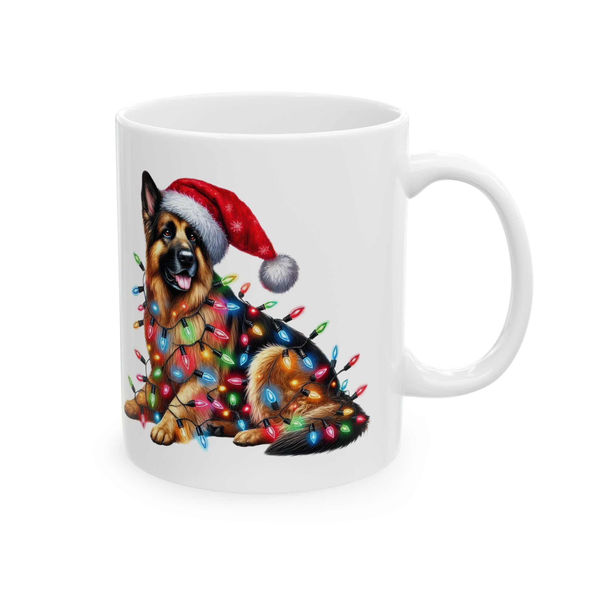 Funny German Shepherd Christmas Lights Mug