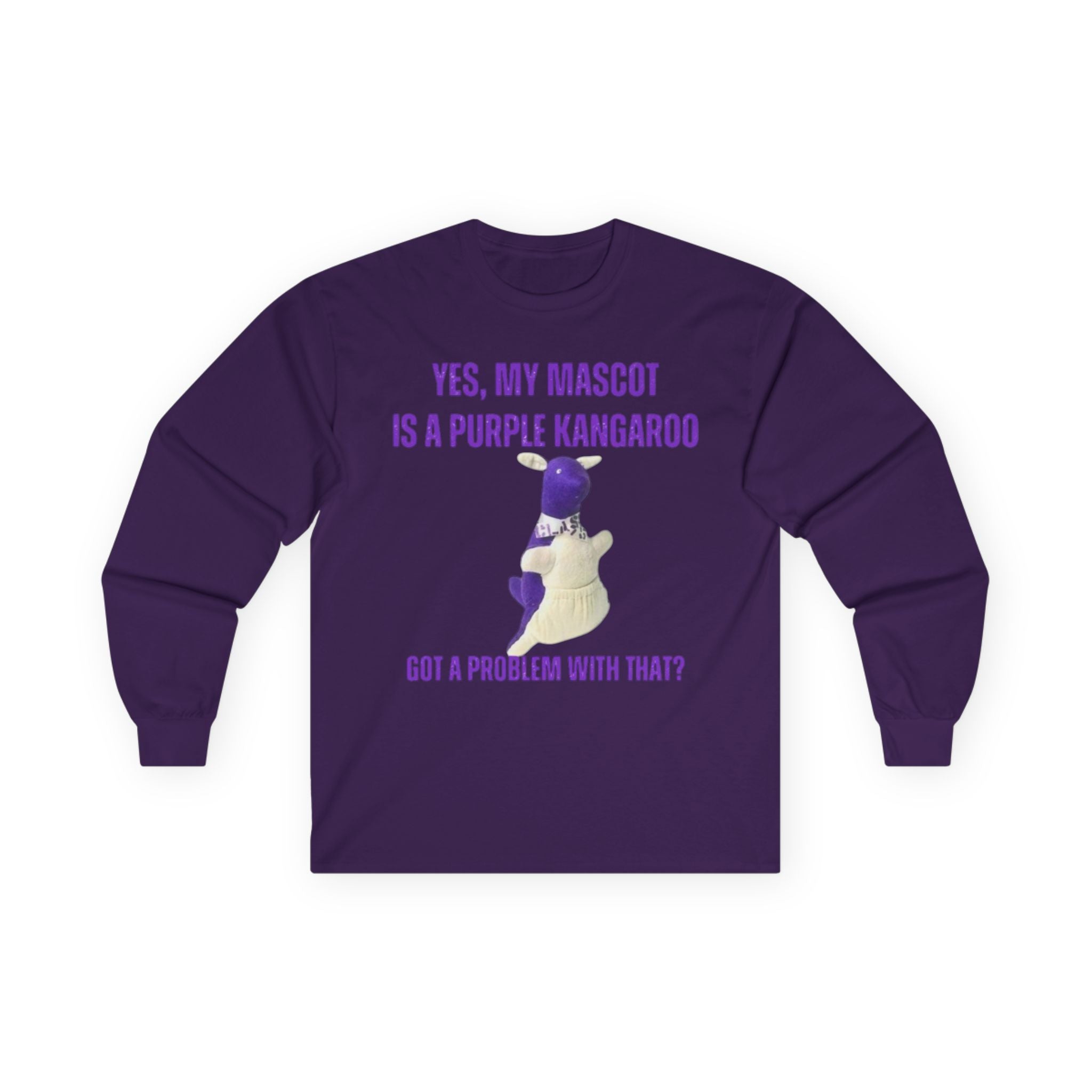 Purple Kangaroo Long Sleeve Tee | Funny Graduation Shirt, School Spirit Gift, Alumni Apparel, Unisex Casual Wear