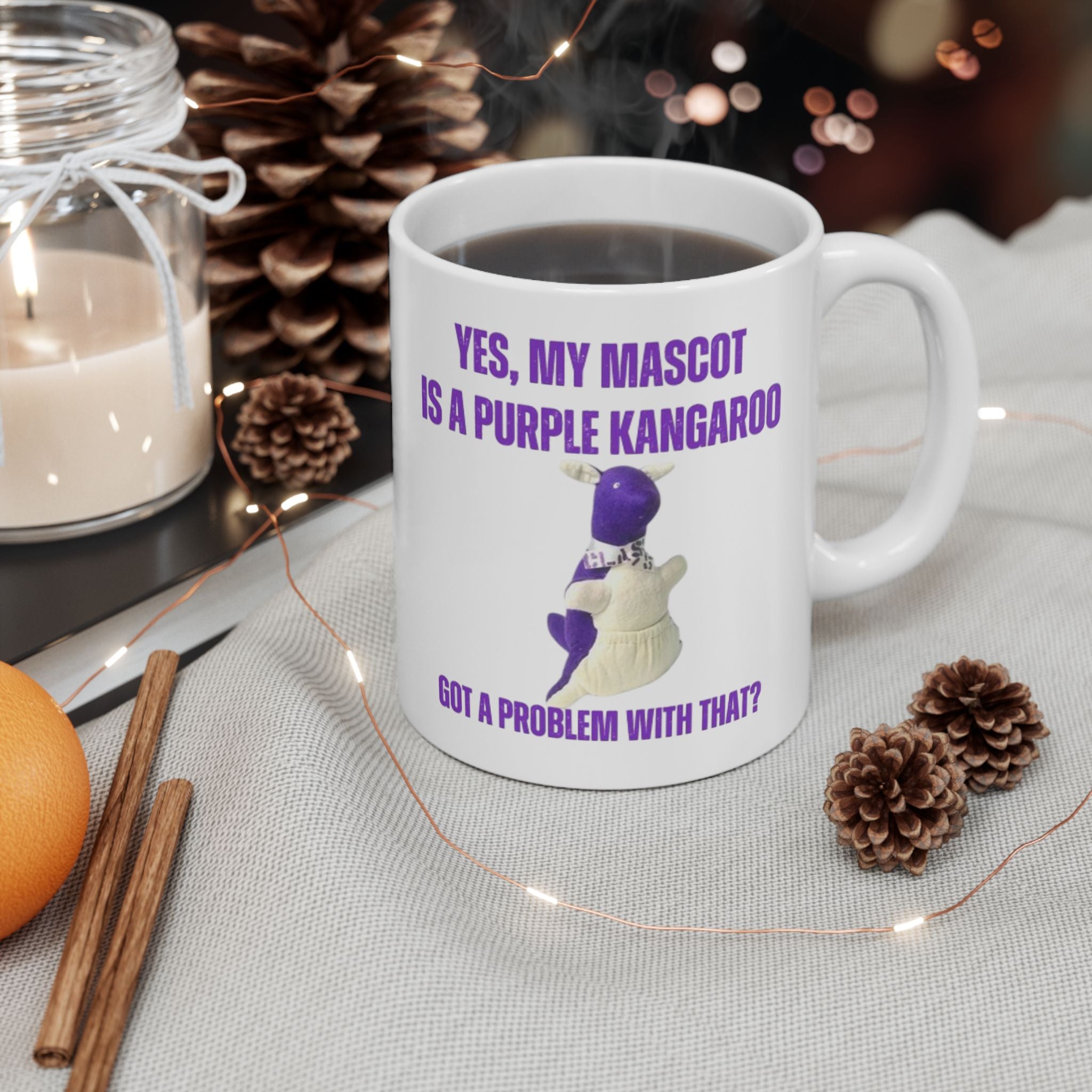 Custom Purple Kangaroo Mascot Ceramic Mug – Add Your Class Year!