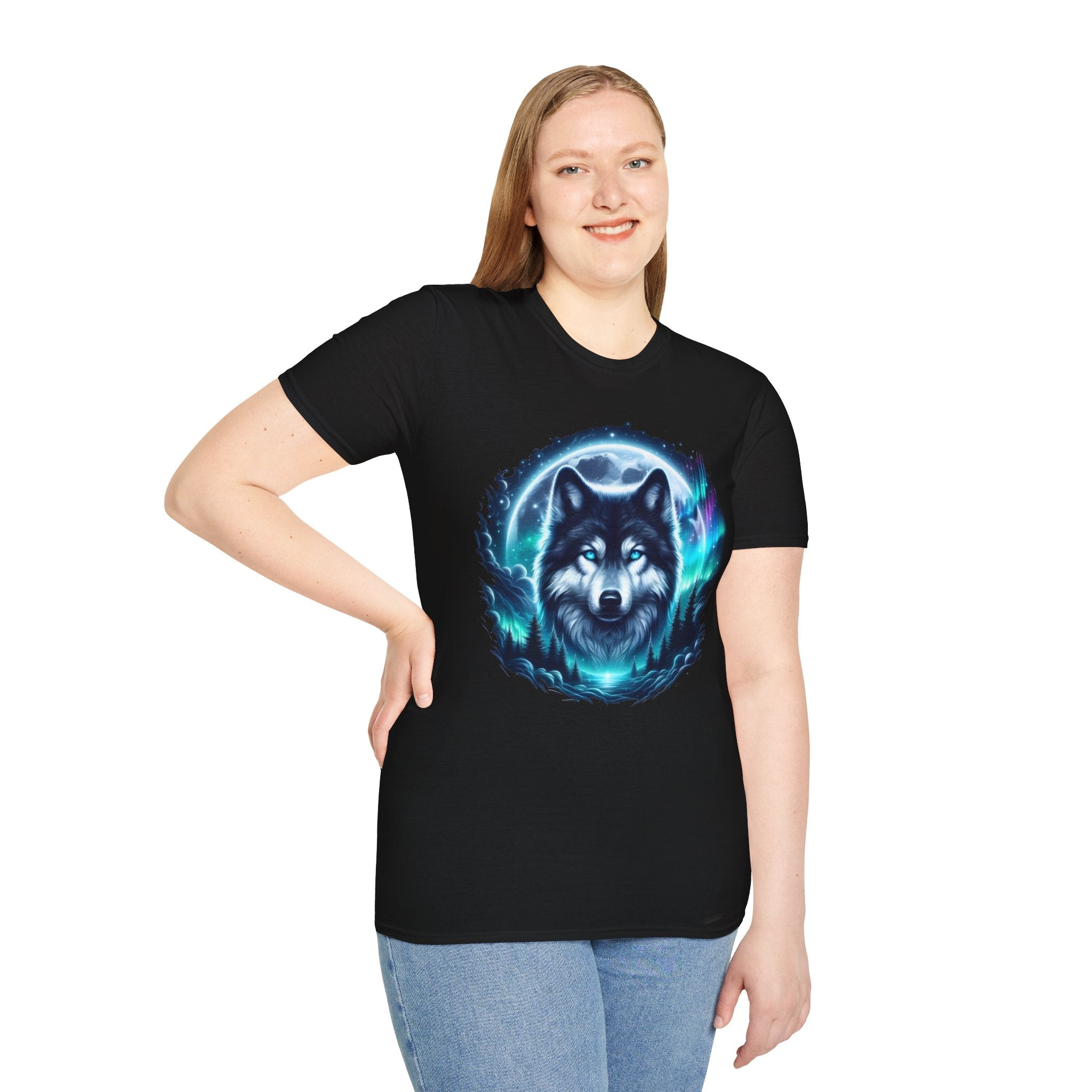 Wolf Face Full Moon Unisex T-Shirt