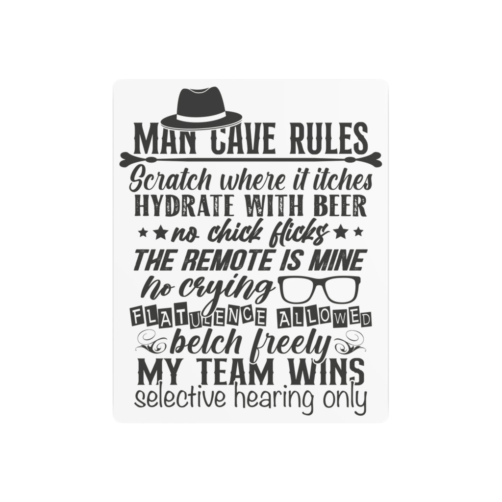 Metal Art Sign - Guy Humor, Man Cave Rules