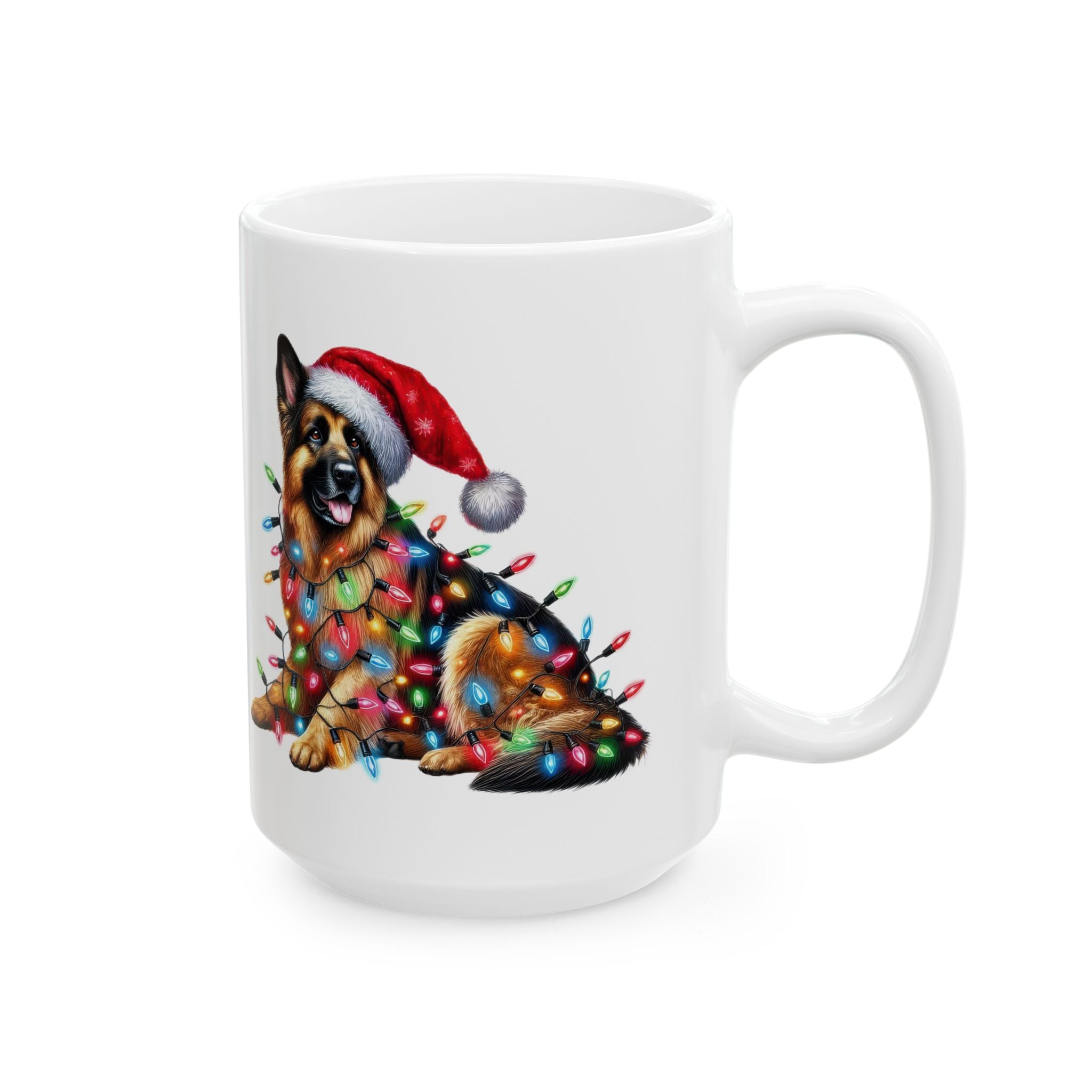 Funny German Shepherd Christmas Lights Mug