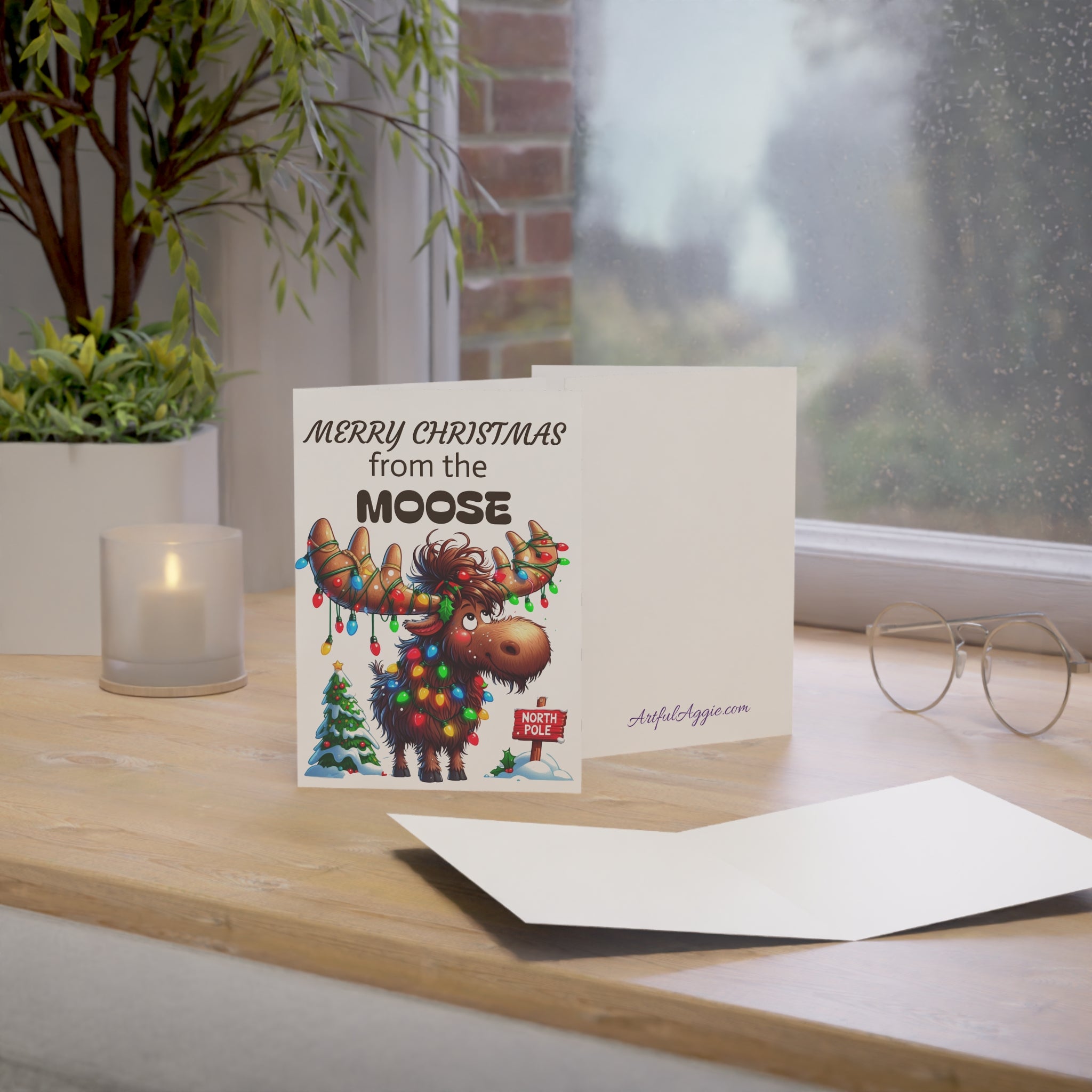 Greeting Card - Funny Merry Christmas From the Moose - 1, 10, 30, and 50pcs
