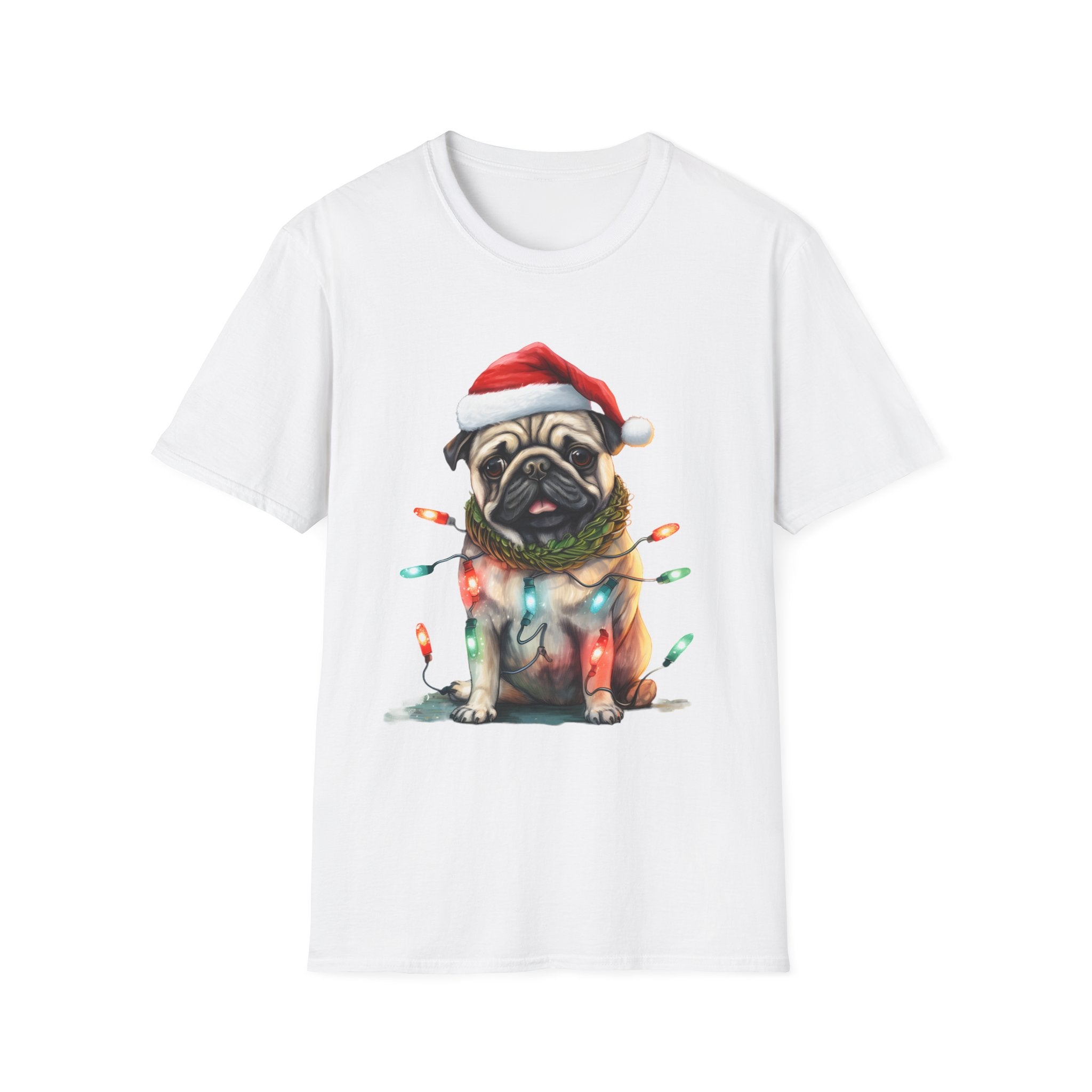 Christmas Pug wearing lights T-Shirt