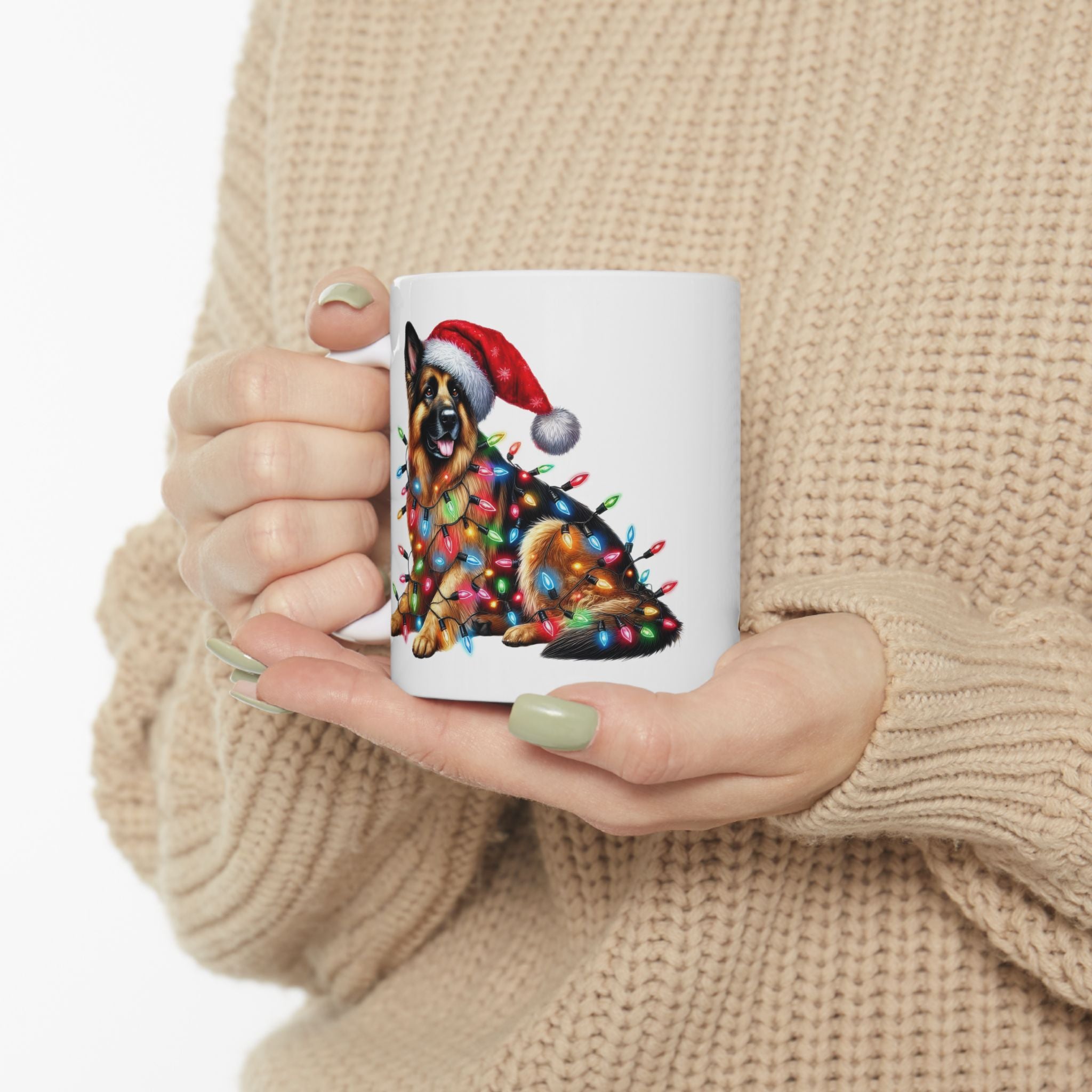 Funny German Shepherd Christmas Lights Mug