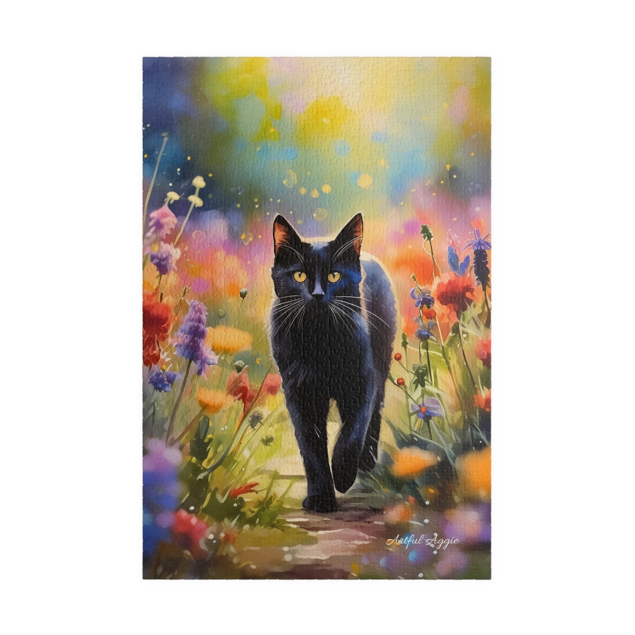 Jigsaw Puzzle - Black Cat Garden Scene