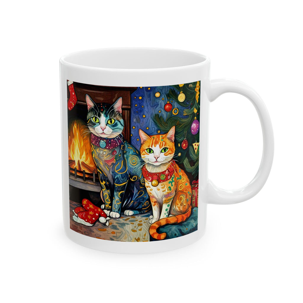 Mug - Colorful Christmas Cats Klimt Style