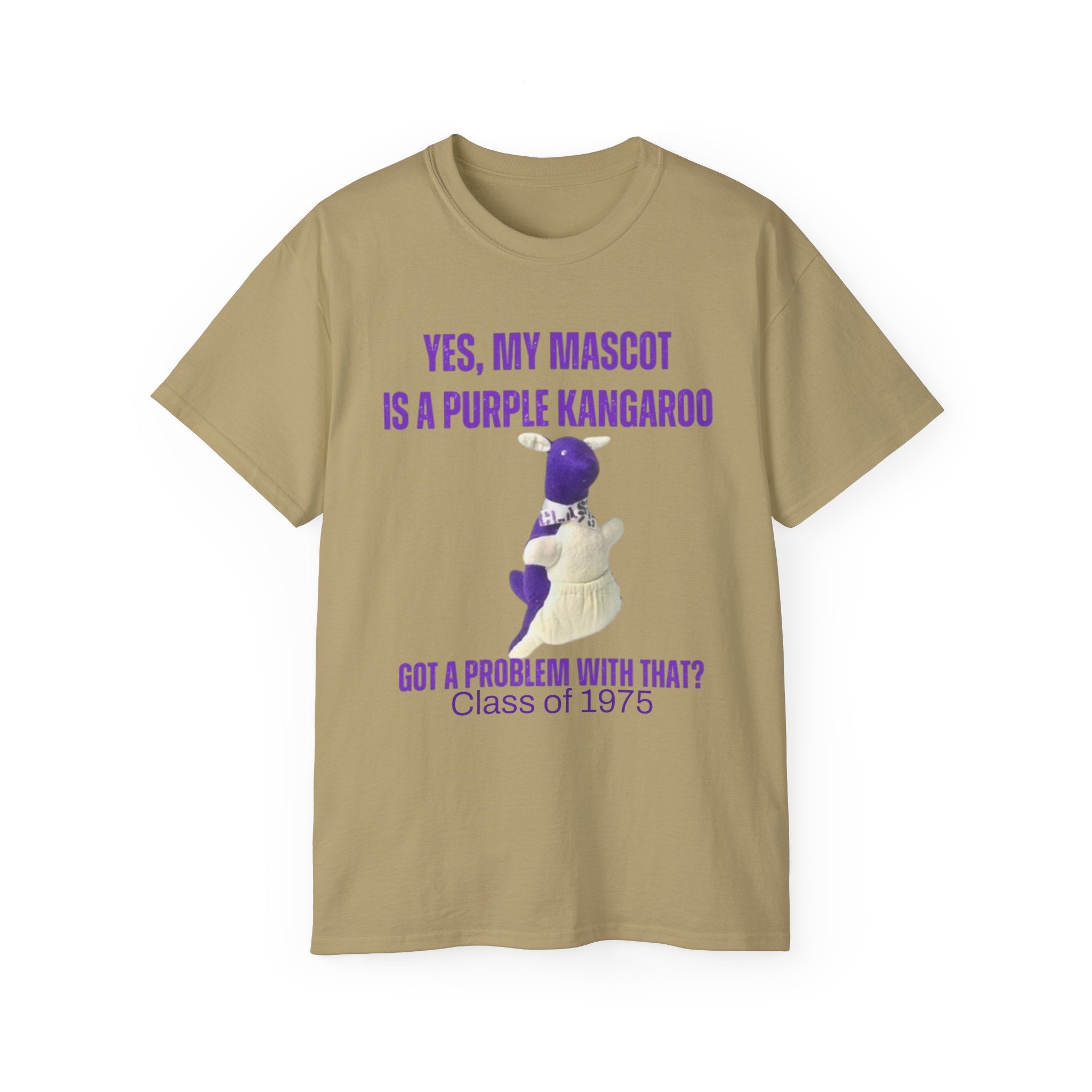 Purple Kangaroo Tee – Funny Mascot Shirt | Class of 1975 Unisex T-Shirt 2XL–5XL | Casual Wear, Gift Idea for Friends, Spring/Summer Fashion
