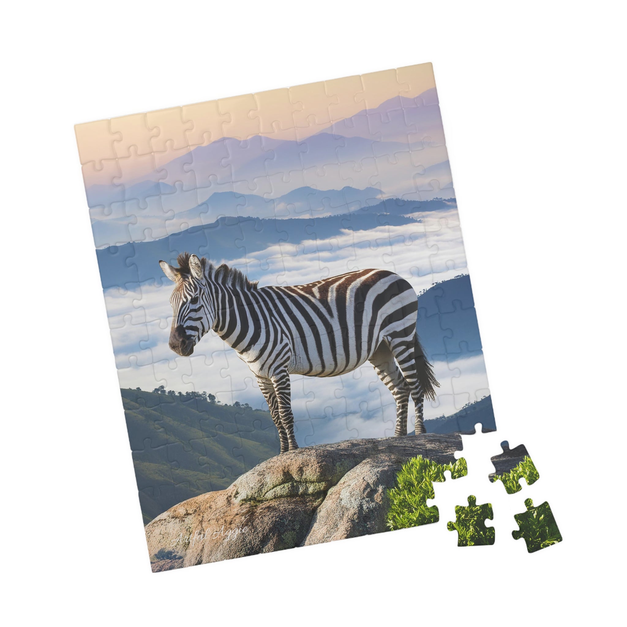 Jigsaw Puzzle - Zebra on the Lam Mountaintop Scene