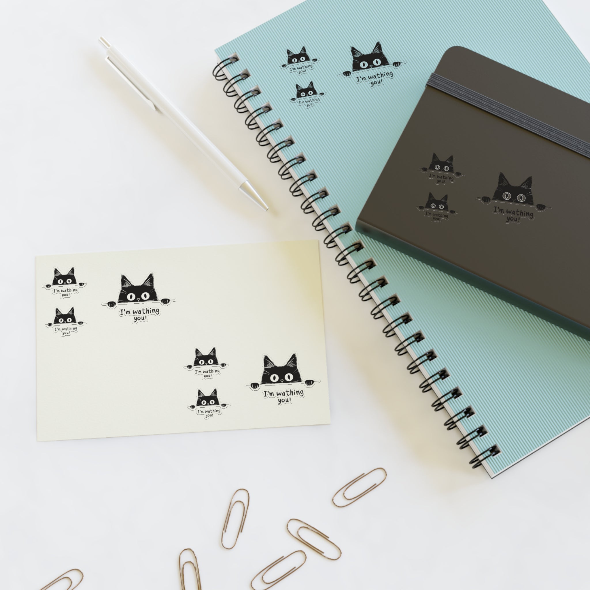 Peeking Black Cat Sticker Sheets