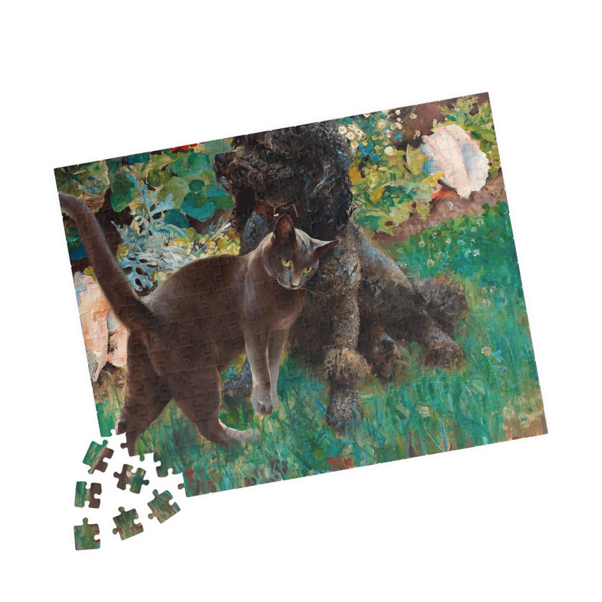 Jigsaw Puzzle - Cat and Dog in Garden