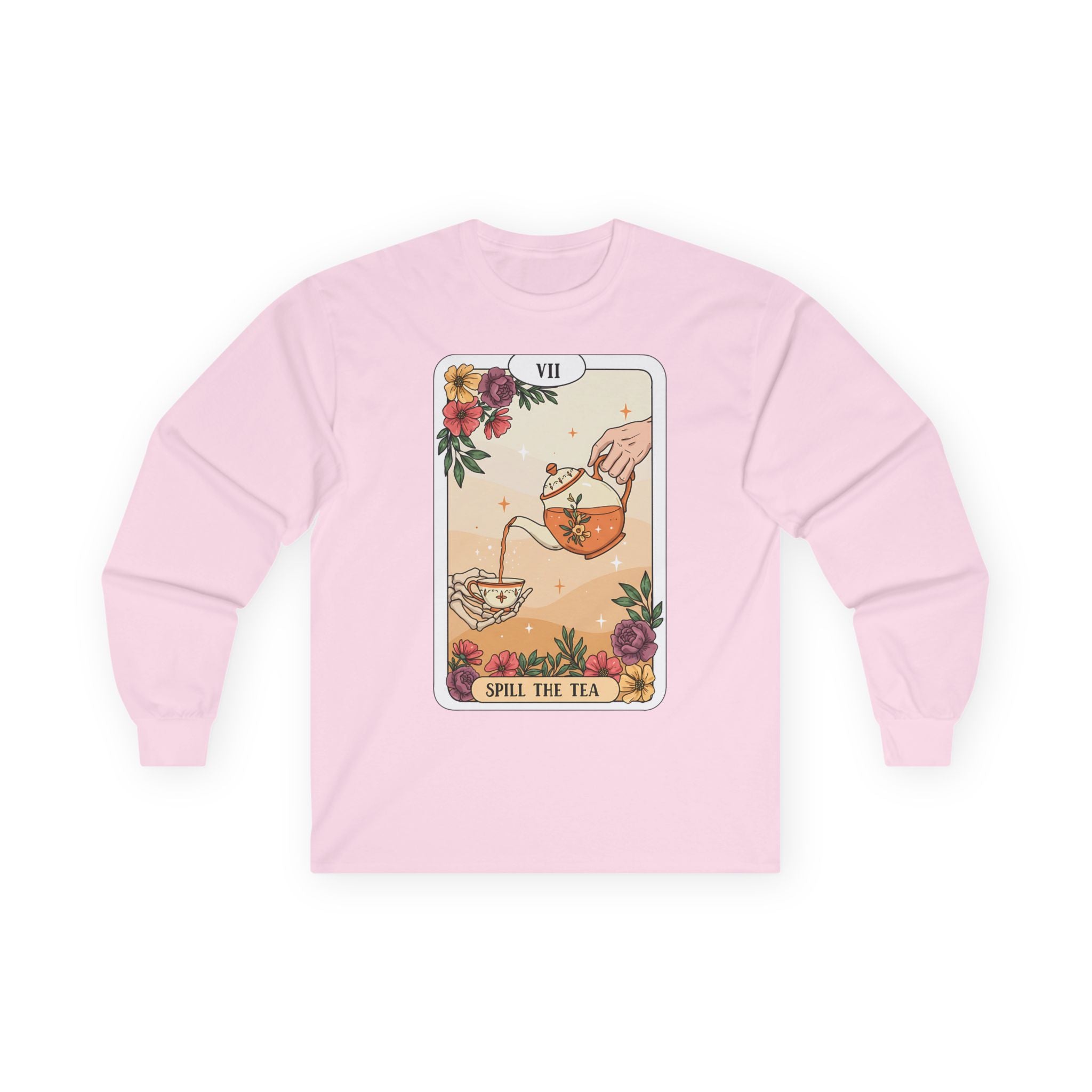 Mystical “Spill the Tea” Tarot Long Sleeve – Witchy Vibe Shirt for Tea Lovers | Funny Spiritual Gift |