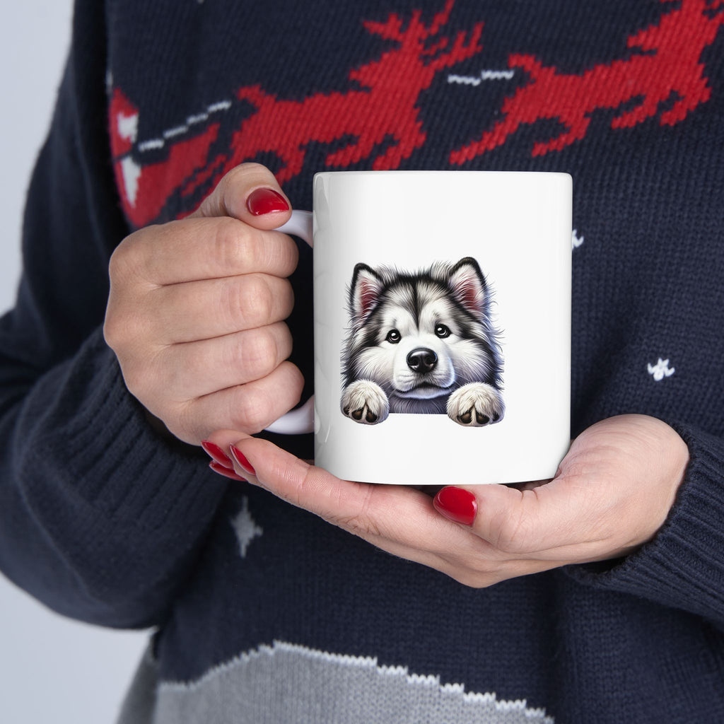 Peeking Dog Husky Mug