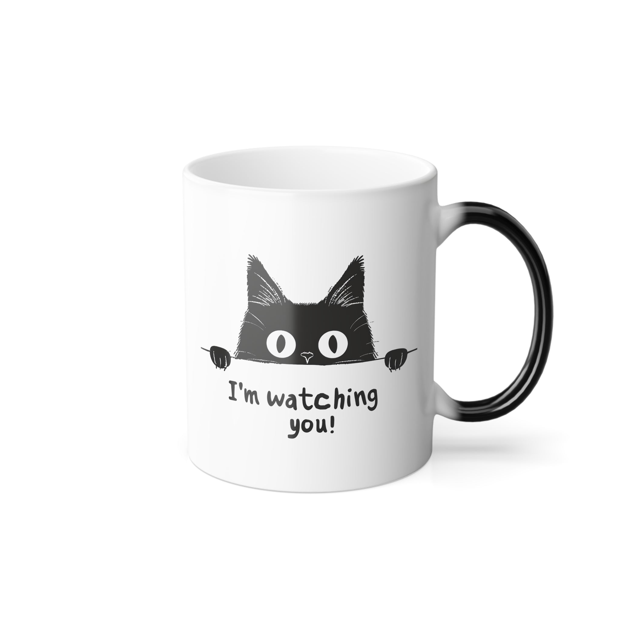 Peeking Black Cat Magic Mug – “I’m Watching You” Color Changing Coffee Cup (11oz)