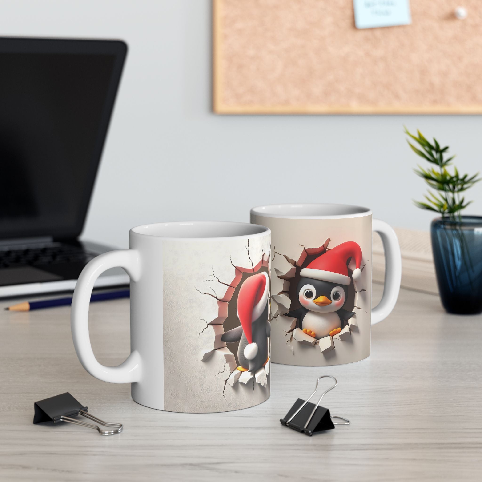 Funny Christmas Penguin Mug 3-D