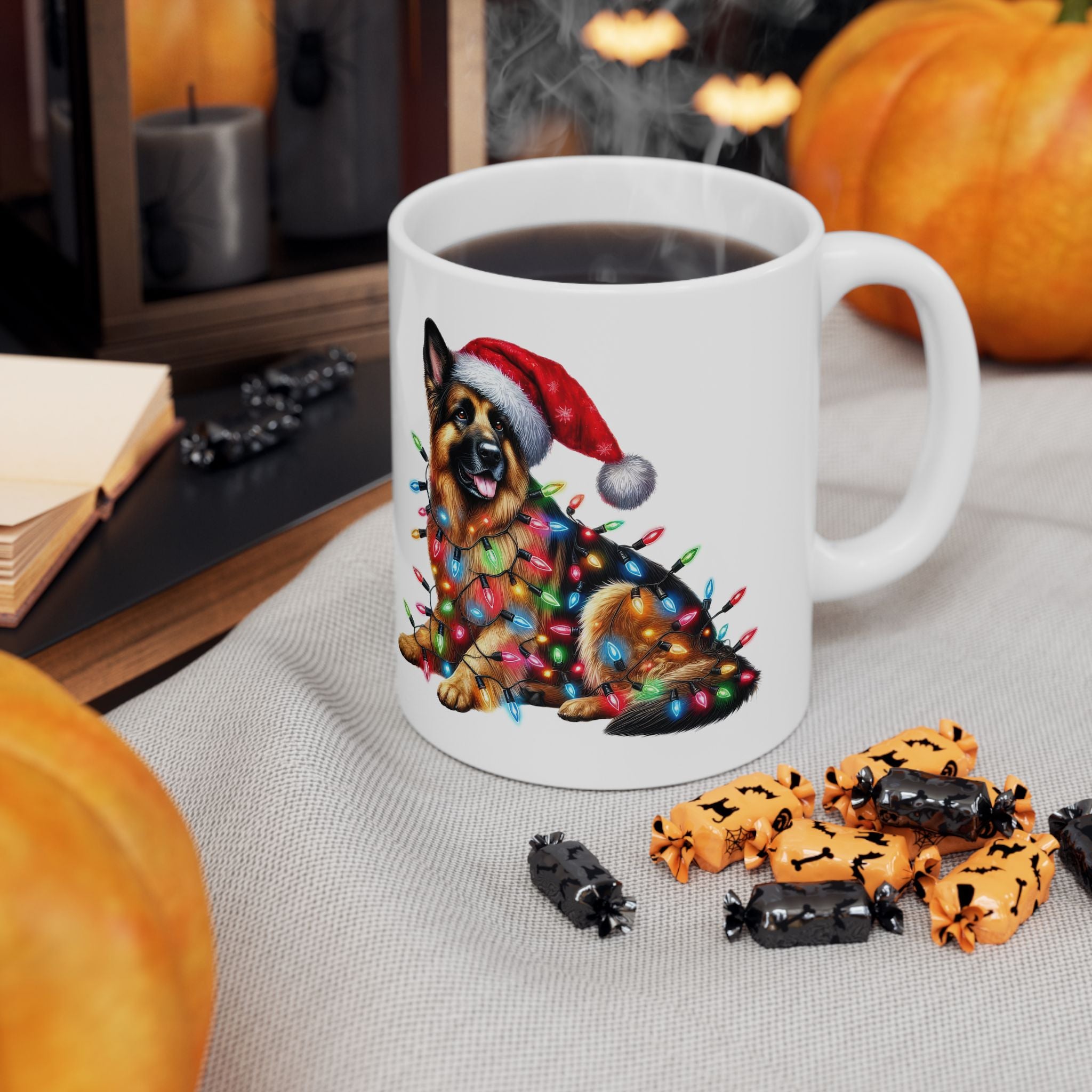 Funny German Shepherd Christmas Lights Mug