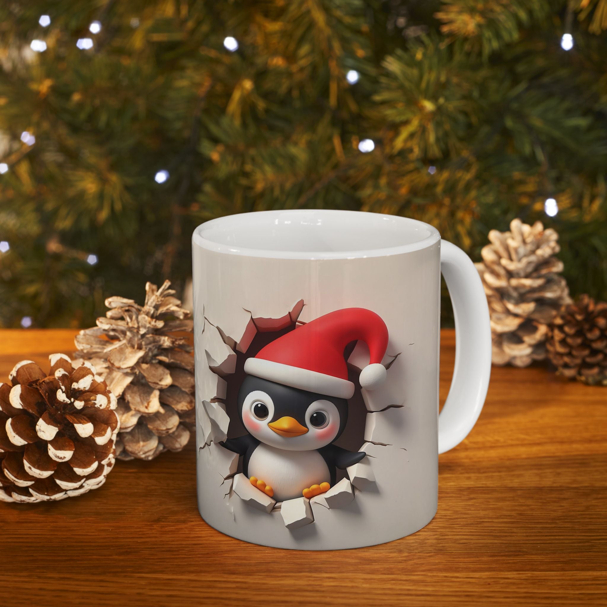Funny Christmas Penguin Mug 3-D