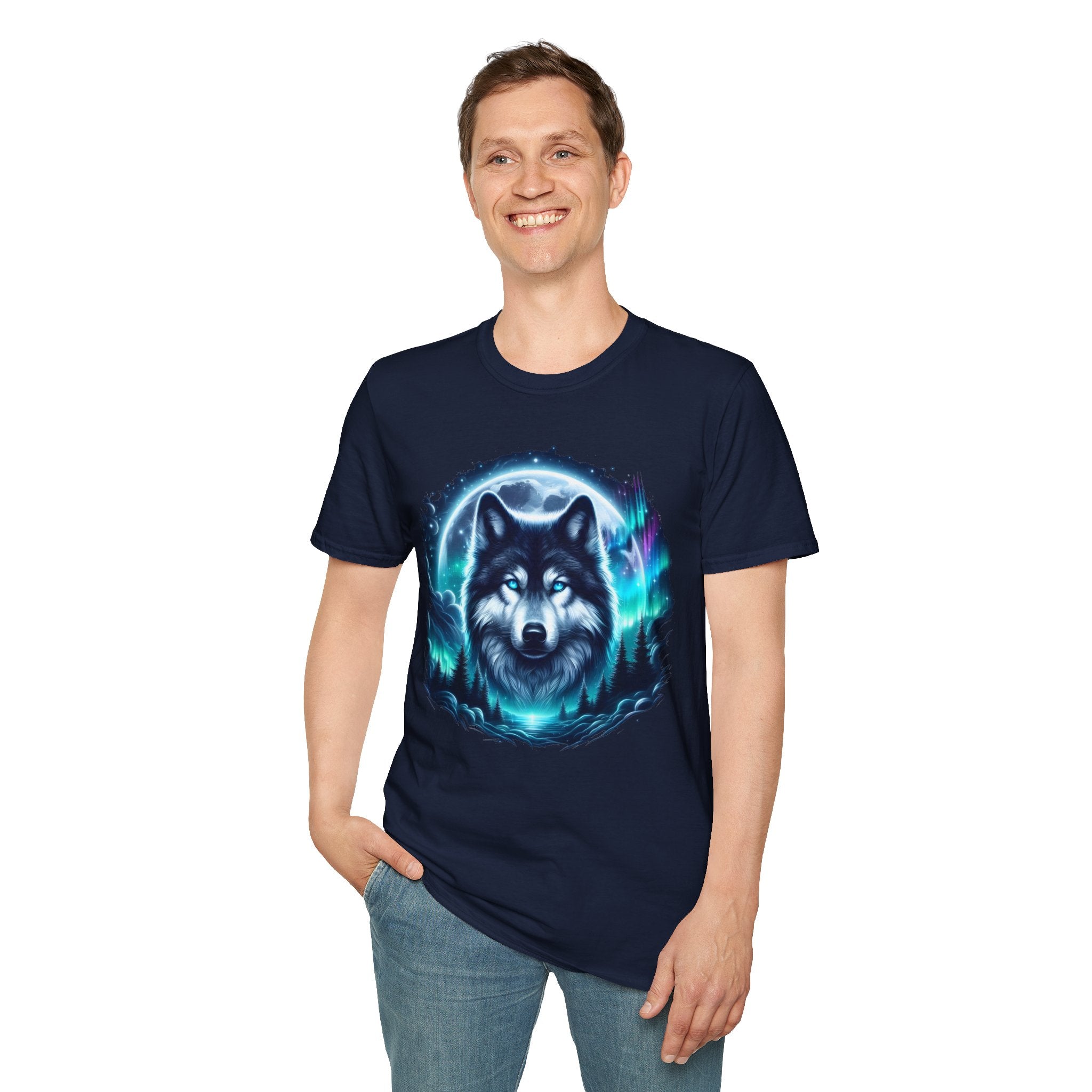 Wolf Face Full Moon Unisex T-Shirt