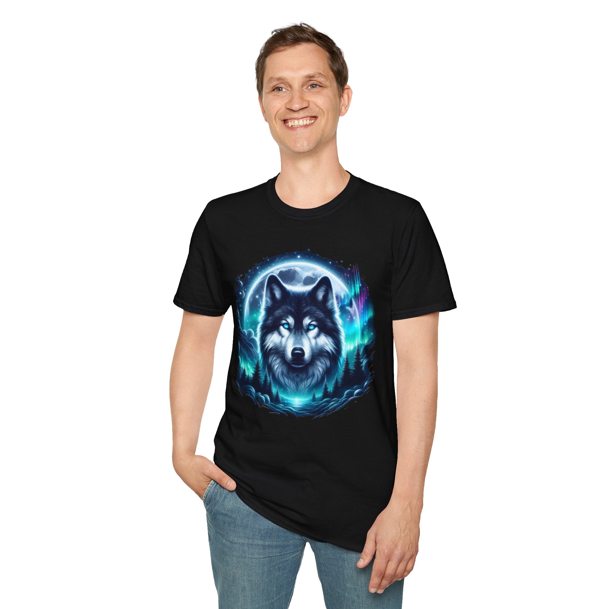 Wolf Face Full Moon Unisex T-Shirt