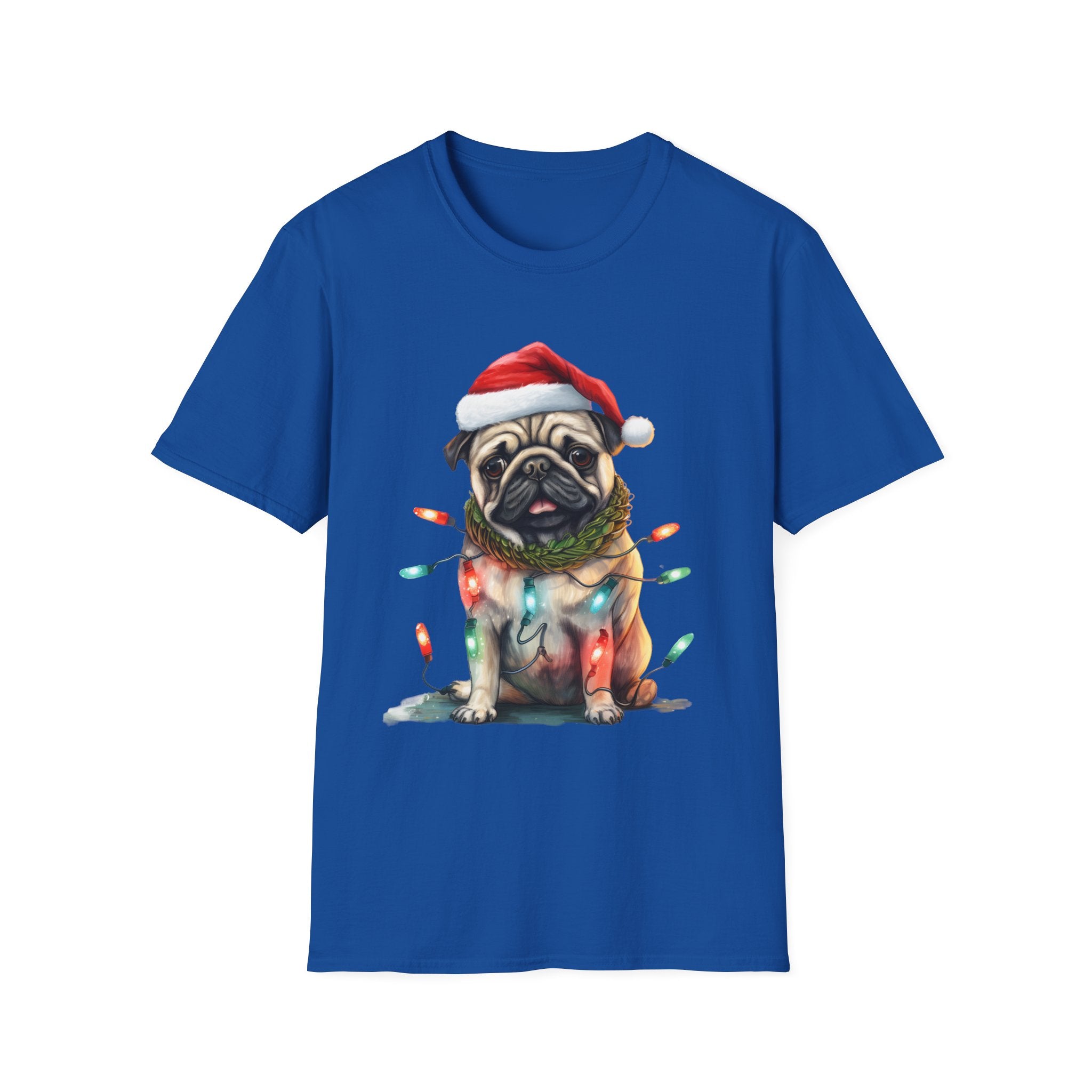 Christmas Pug wearing lights T-Shirt