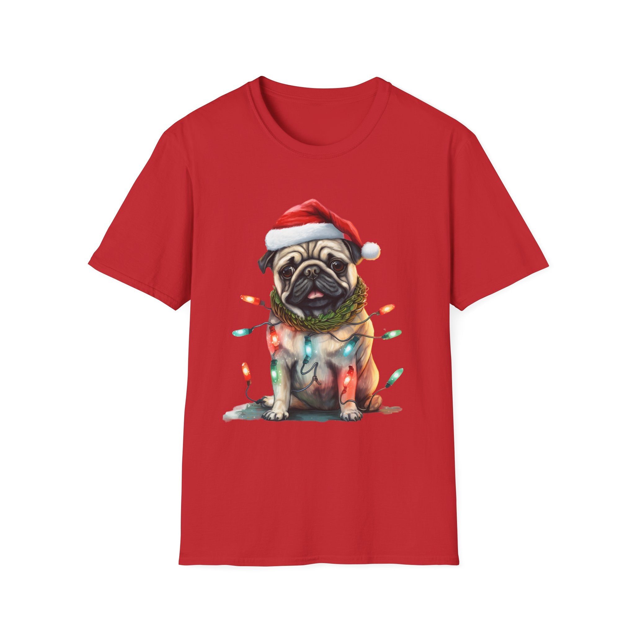 Christmas Pug wearing lights T-Shirt