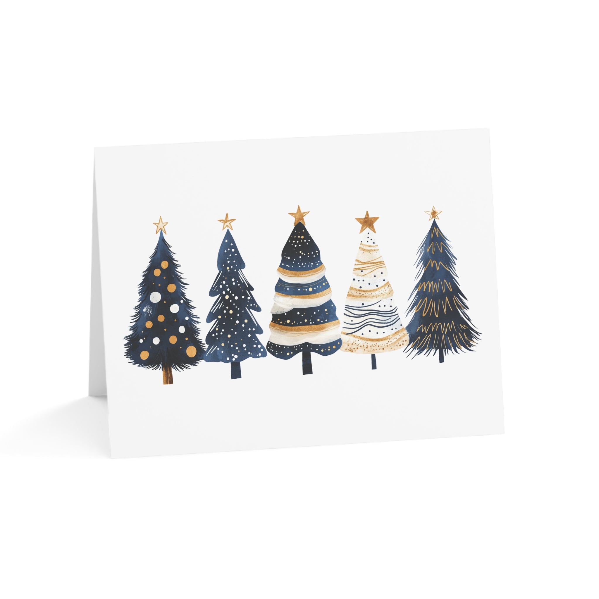 Christmas Greeting Cards - Blue Christmas Trees - 1, 10, 30, 50pcs