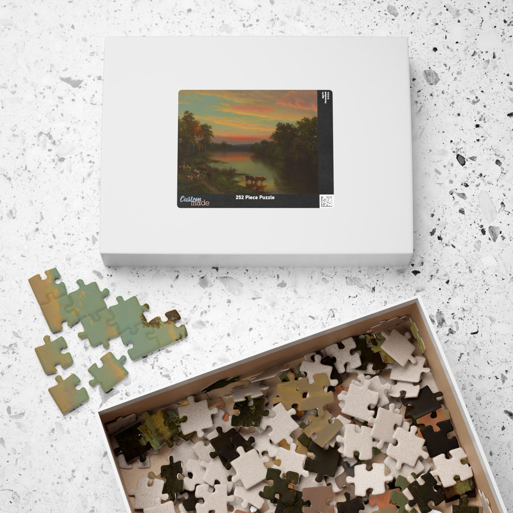 Jigsaw Puzzle - Sunset with Cows by John Frederick Kensett