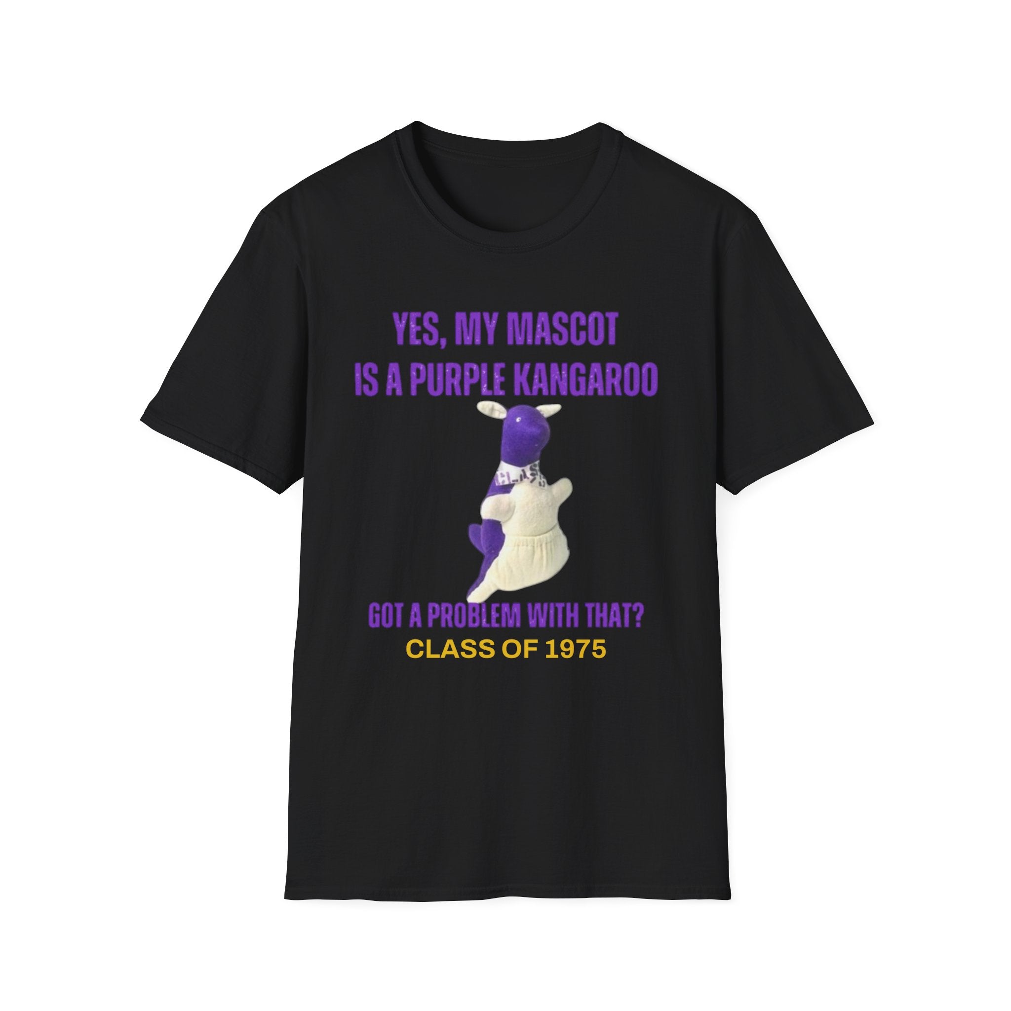 LWHS Class of 1975 Purple Kangaroo Mascot Tee – Bold, Fun, and Totally Unapologetic!