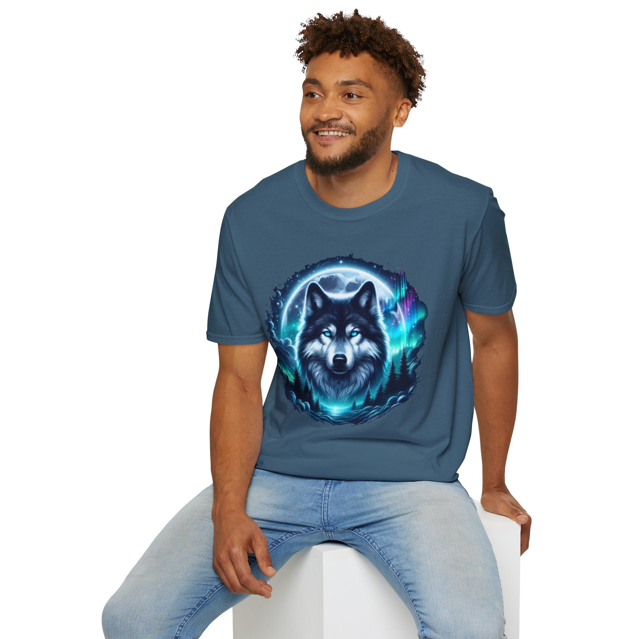 Wolf Face Full Moon Unisex T-Shirt