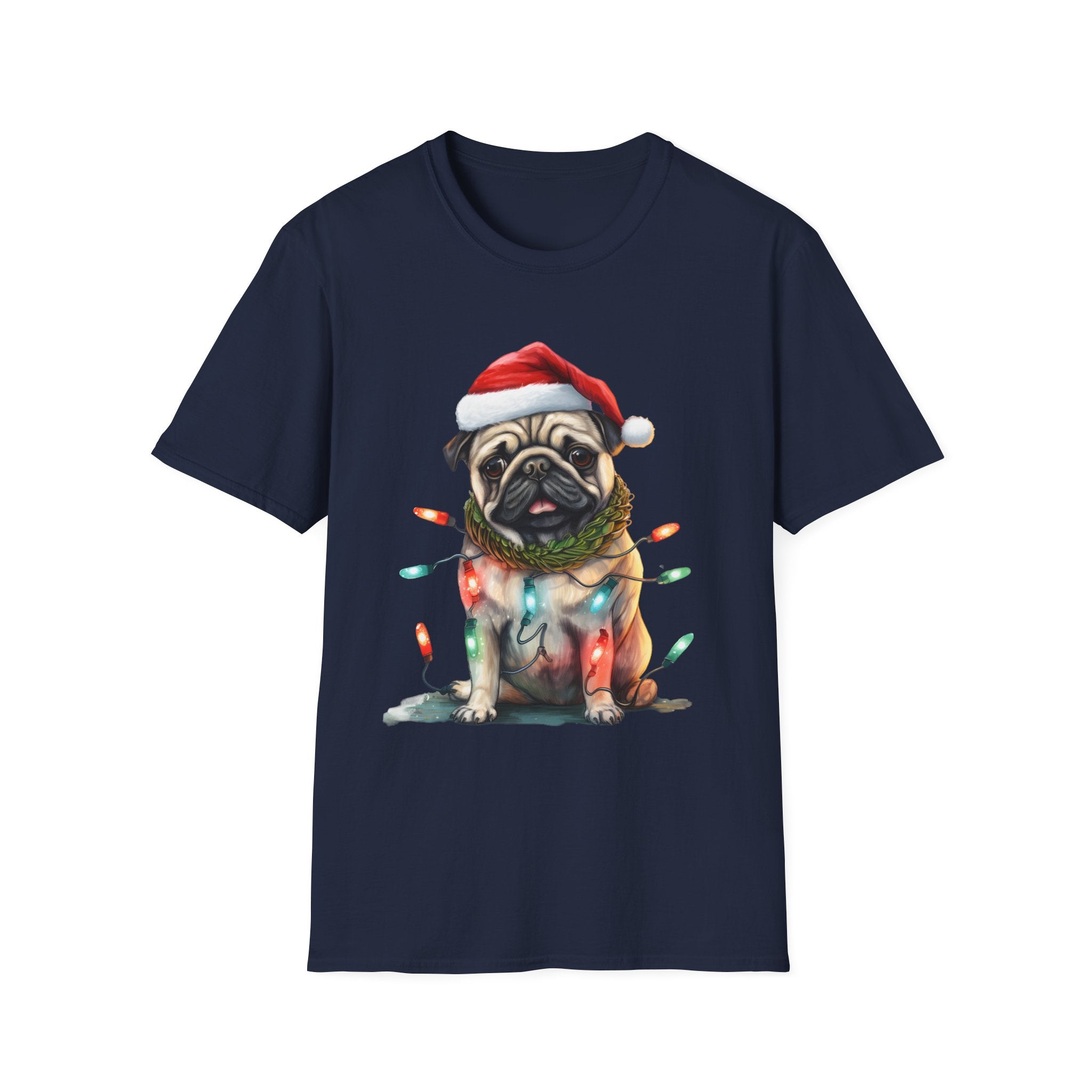 Christmas Pug wearing lights T-Shirt