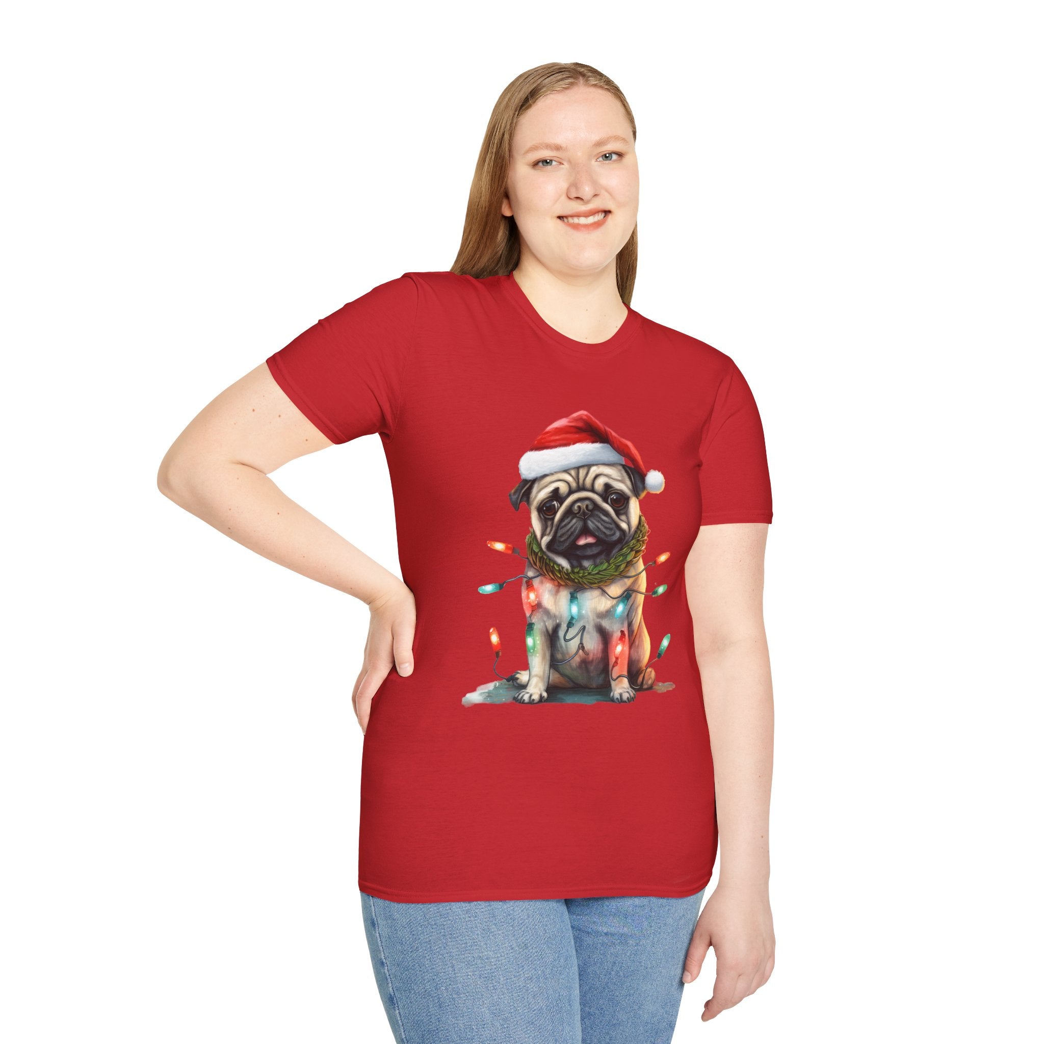 Christmas Pug wearing lights T-Shirt