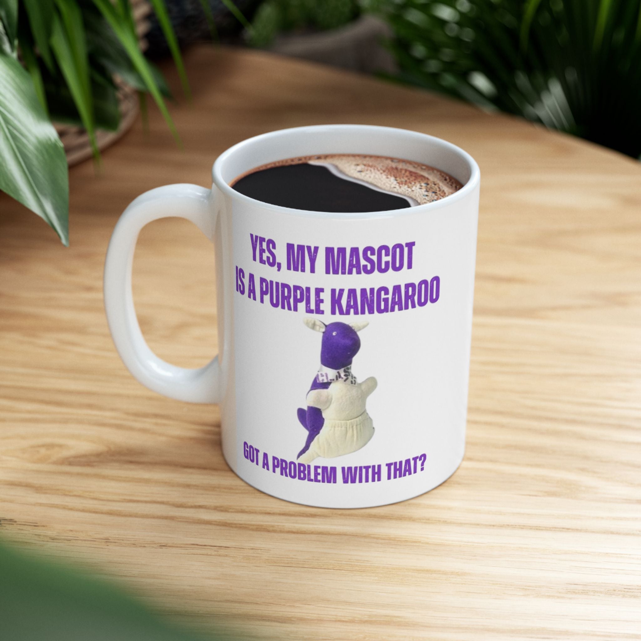 Custom Purple Kangaroo Mascot Ceramic Mug – Add Your Class Year!